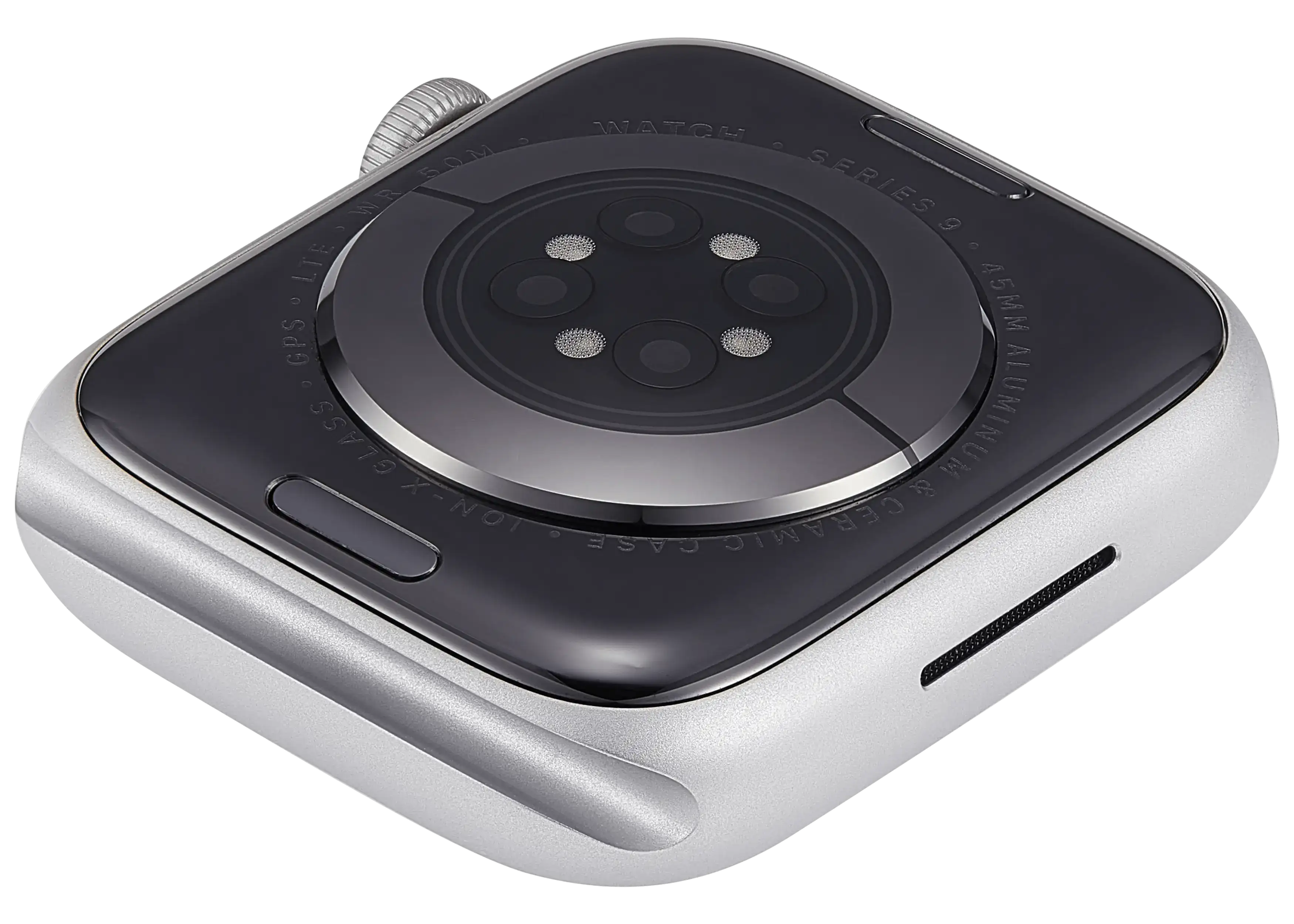 Backcover/Rahmen Compatible für Watch Series 9 (45MM) (gebrauchter OEM-Ausbau, Qualität A) (Cellular Version) (Aluminum / Silver)