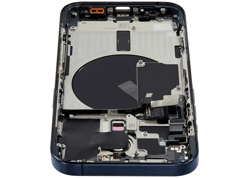 Backcover/Rahmen mit Small Parts für iPhone 15 Pro (US-Version) (gebrauchter OEM-Ausbau, Qualität B) (Blau Titanium)
