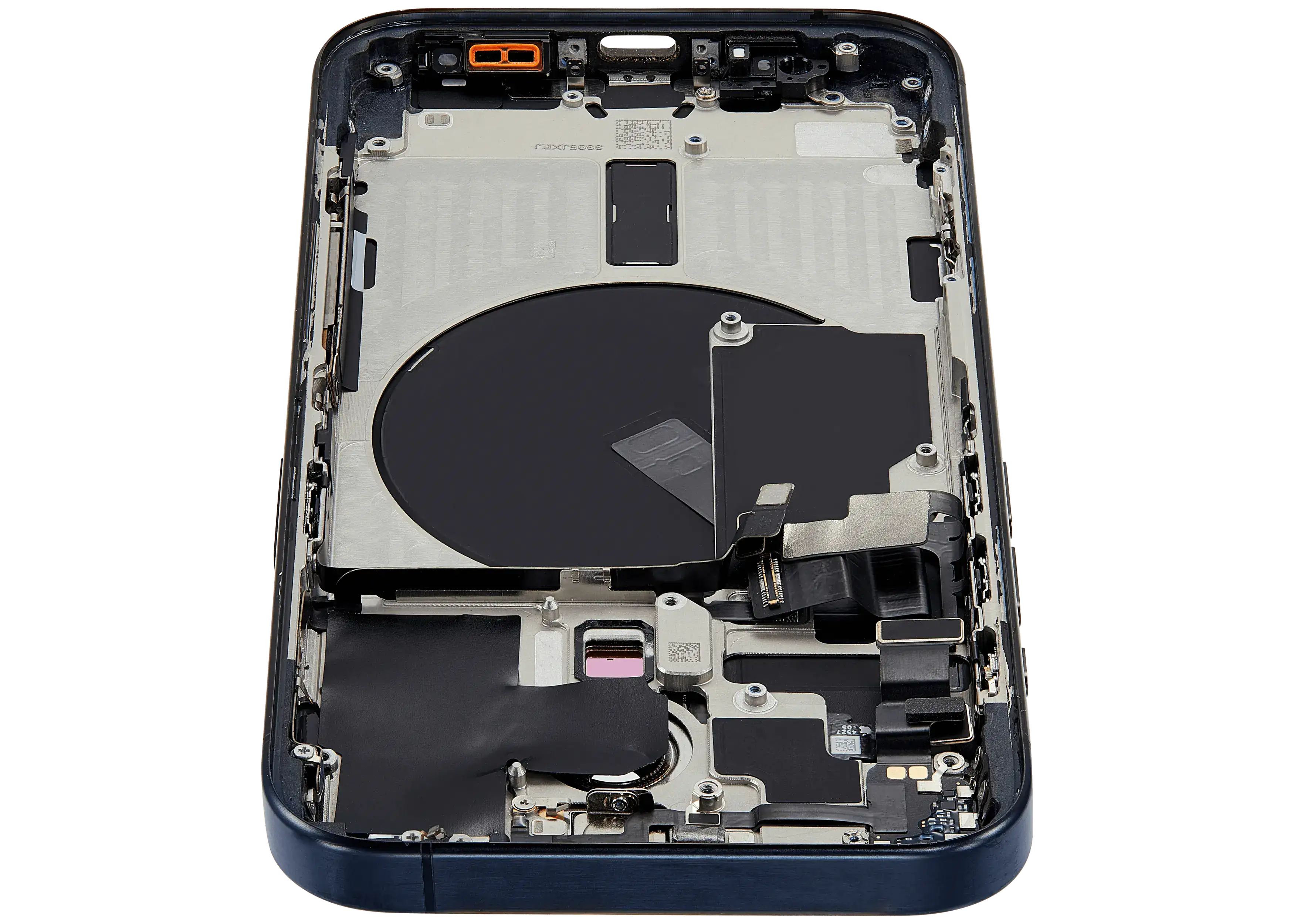 Backcover/Rahmen mit Small Parts für iPhone 15 Pro (US-Version) (gebrauchter OEM-Ausbau, Qualität B) (Blau Titanium)
