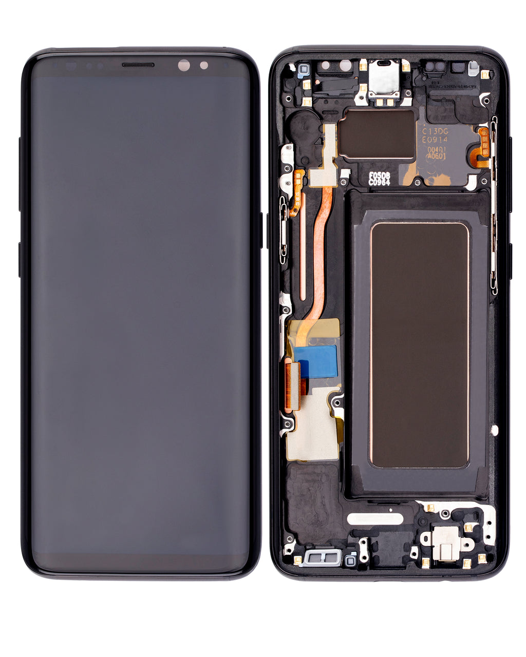 OLED-Display mit Rahmen für Samsung Galaxy S8 (gebrauchter OEM-Ausbau, Qualität B/C) (Midnight Schwarz)