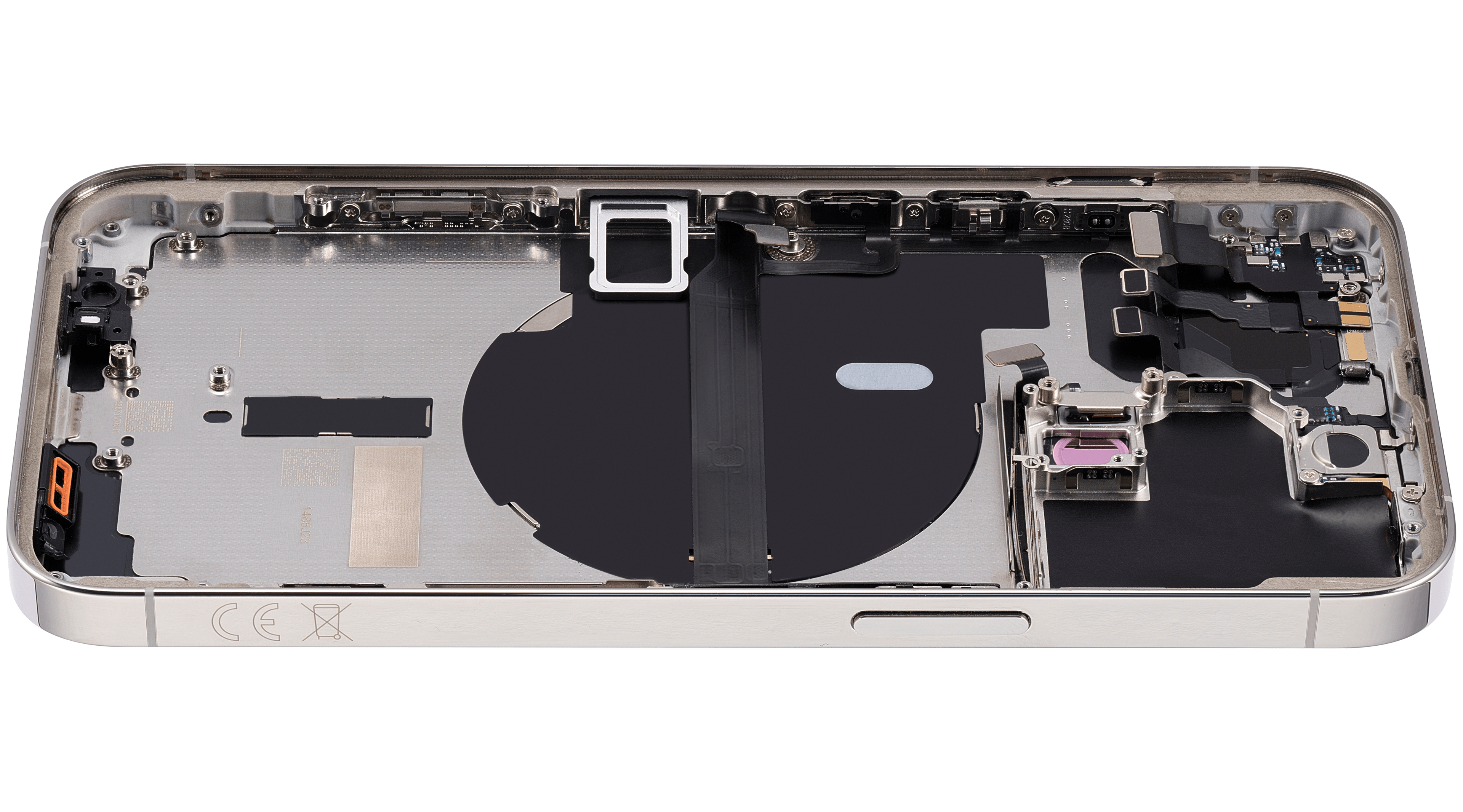 Backcover/Rahmen mit Small Parts für iPhone 13 Pro (EU / Global Version) (gebrauchter OEM-Ausbau, Qualität B) (Silber)