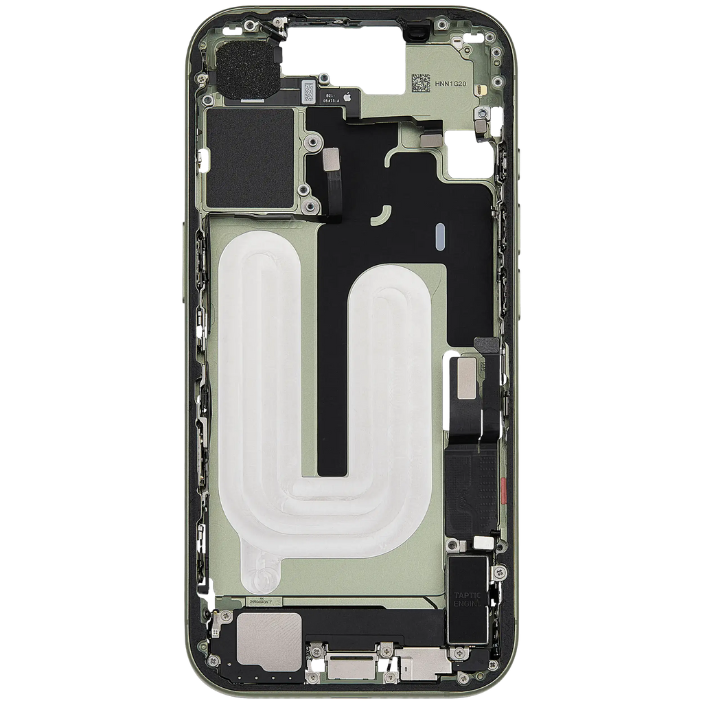 Midframe/Rahmen mit Ladebuchse Flex & Small Parts für iPhone 17 (EU / Global Version) (gebrauchter OEM-Ausbau, Qualität B) (Sage)