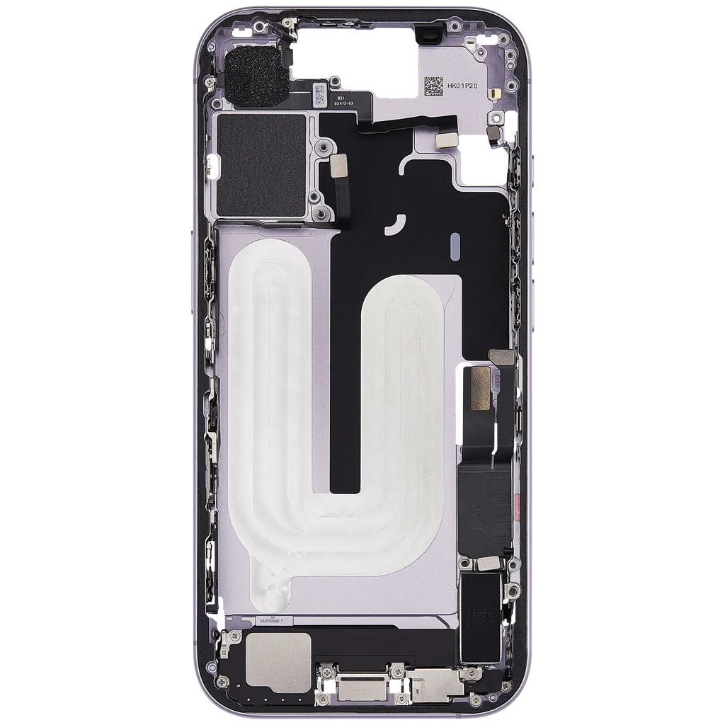 Midframe/Rahmen mit Ladebuchse Flex & Small Parts für iPhone 17 (EU / Global Version) (gebrauchter OEM-Ausbau, Qualität A) (Lavender)