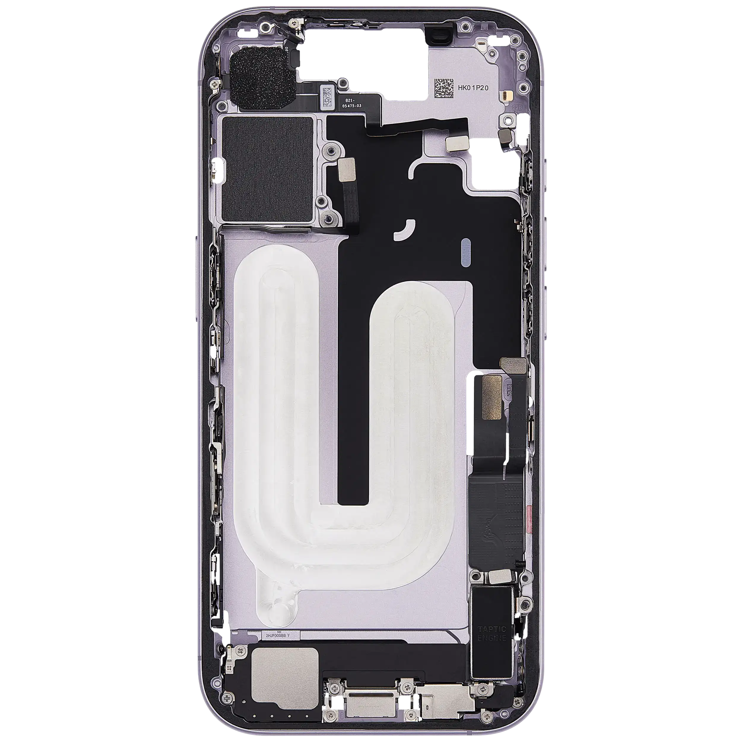 Midframe/Rahmen mit Ladebuchse Flex & Small Parts für iPhone 17 (EU / Global Version) (gebrauchter OEM-Ausbau, Qualität A) (Lavender)