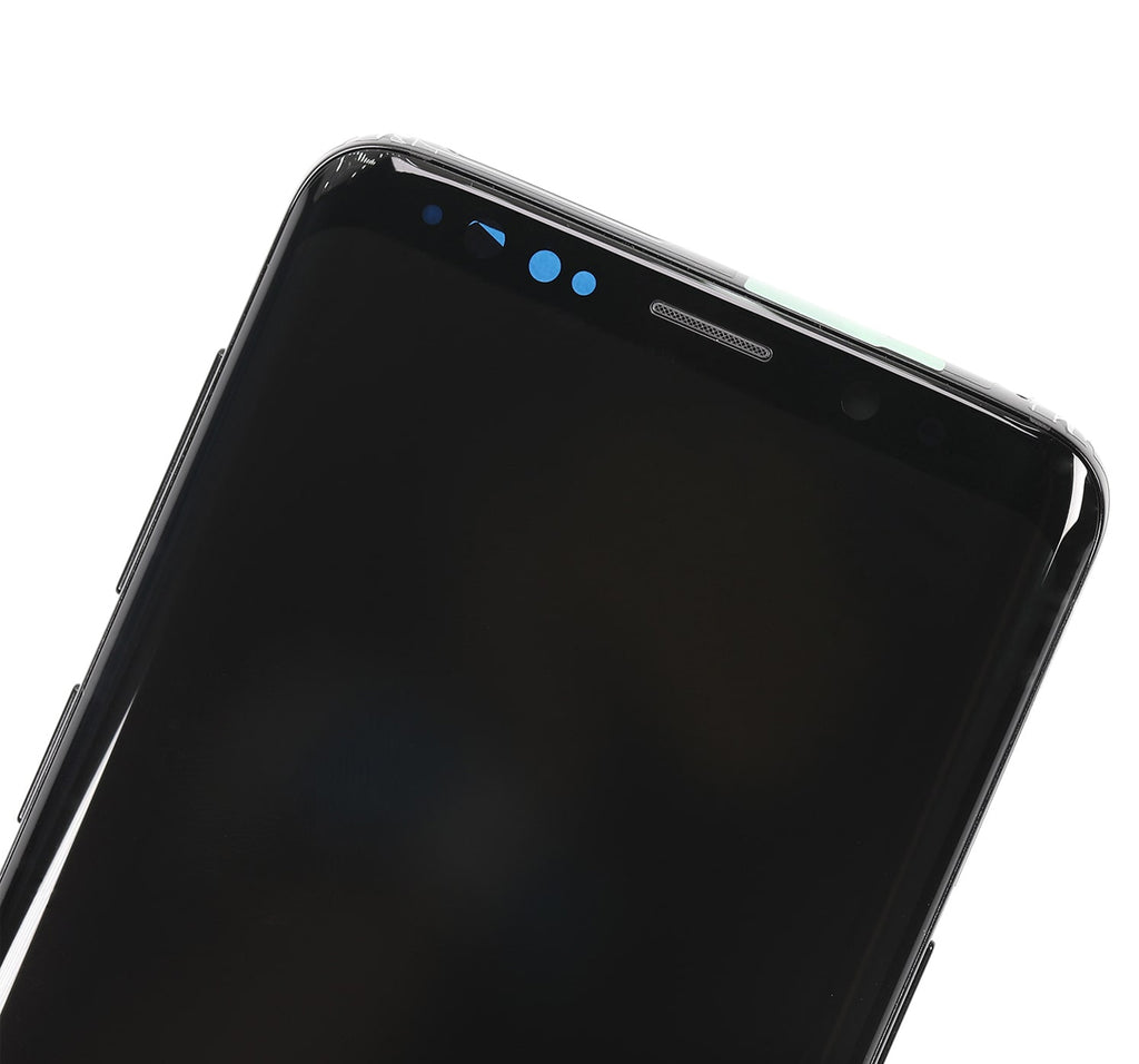 OLED-Display mit Rahmen für Samsung Galaxy S9 (gebrauchter OEM-Ausbau, Qualität B/C) (Midnight Schwarz)