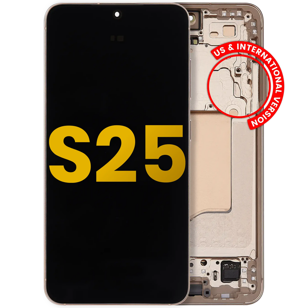 OLED-Display mit Rahmen für Samsung Galaxy S25 Pink Gold Refurbished