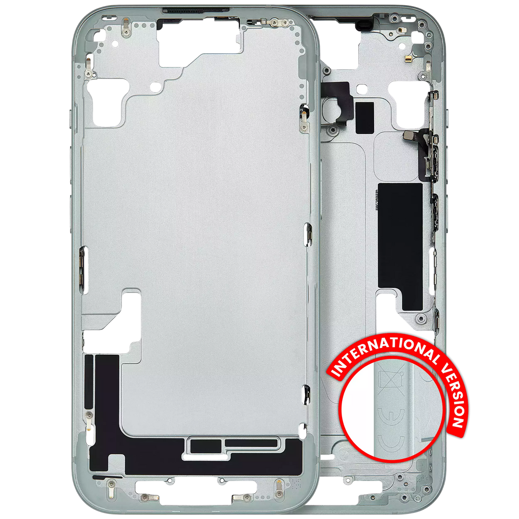 Midframe/Rahmen mit Small Parts für iPhone 15 (EU / Global Version) (gebrauchter OEM-Ausbau, Qualität A) (Grün)