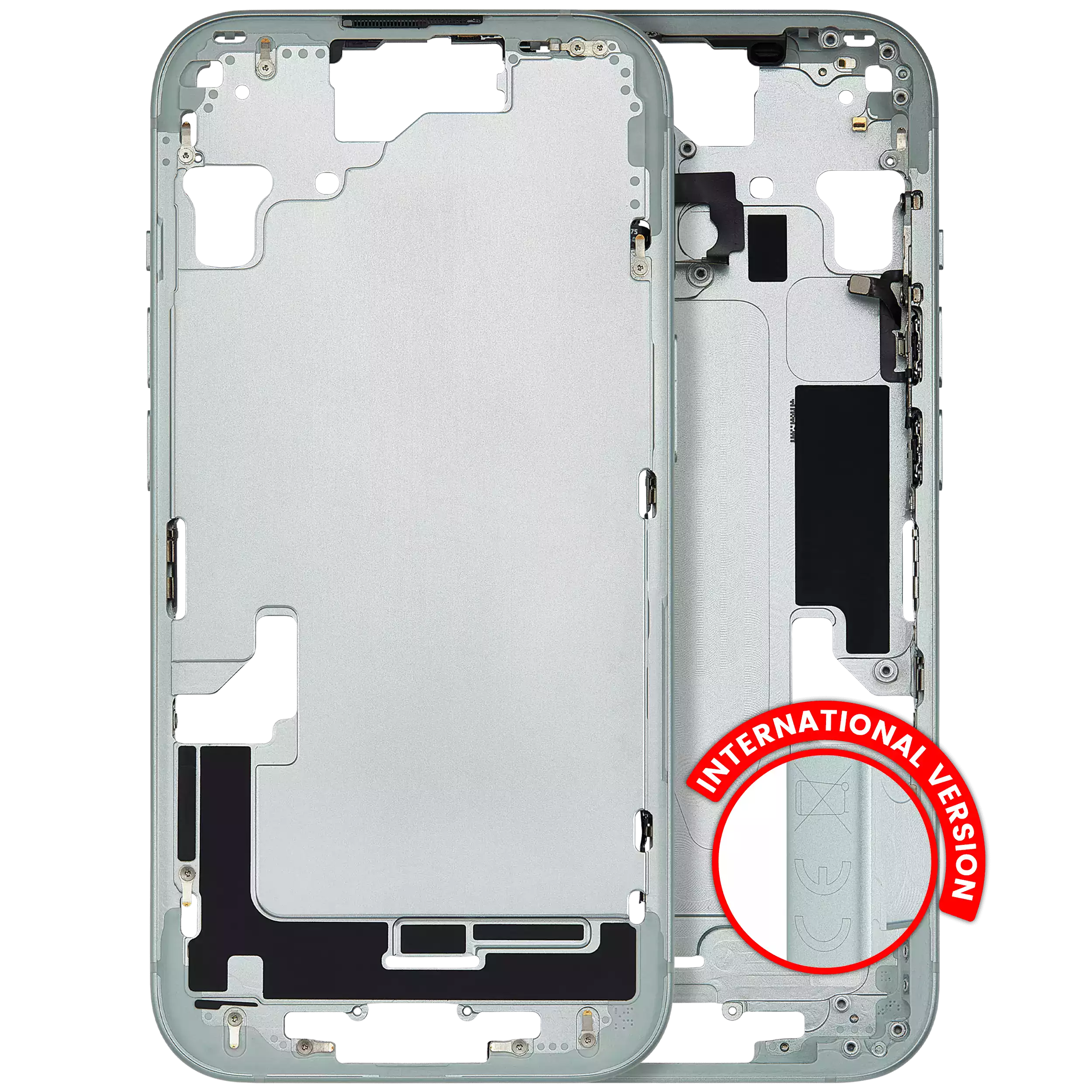 Midframe/Rahmen mit Small Parts für iPhone 15 (EU / Global Version) (gebrauchter OEM-Ausbau, Qualität A) (Grün)