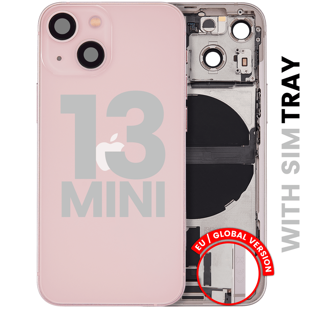 Backcover/Rahmen mit Ladebuchse Flex & Small Parts für iPhone 13 Mini (EU / Global Version) (gebrauchter OEM-Ausbau, Qualität C) (Pink)