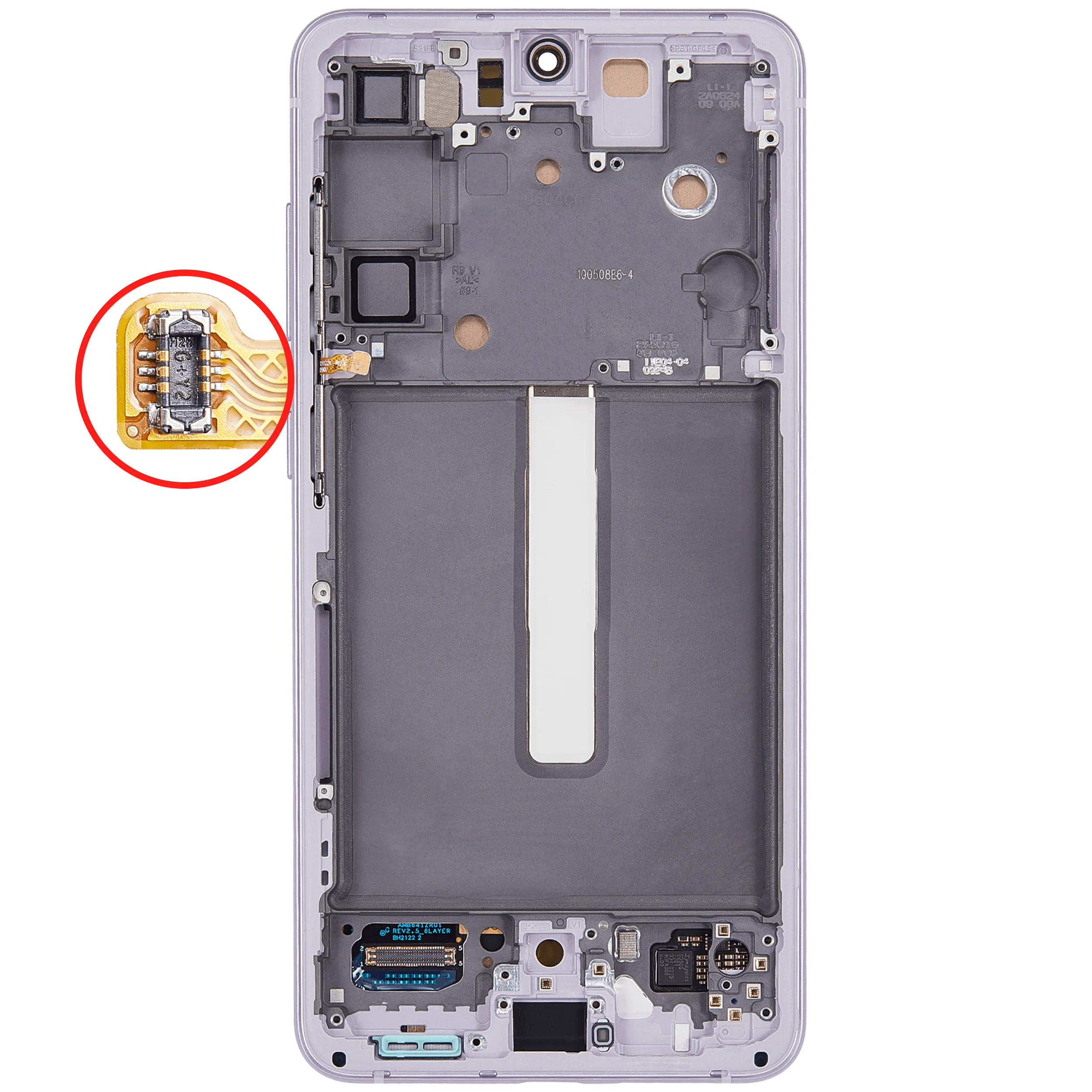 OLED-Display mit Rahmen für Samsung Galaxy S21 FE 5G (US & Internationale Version) (Aftermarket Plus) (120Hz) (Lavender)