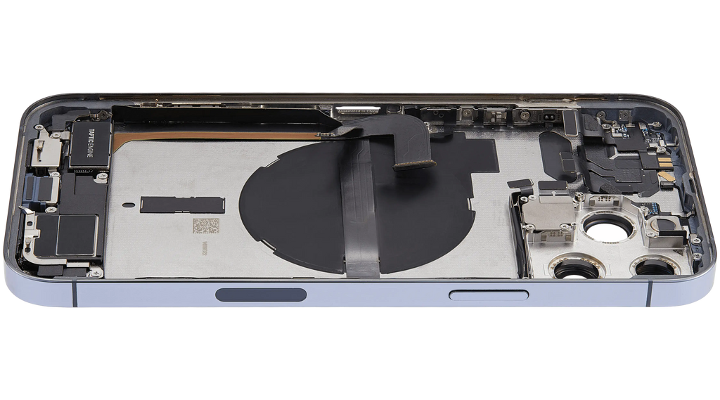 Backcover/Rahmen mit Ladebuchse Flex & Small Parts für iPhone 13 Pro Max (US-Version) (gebrauchter OEM-Ausbau, Qualität A) (Sierra Blau)