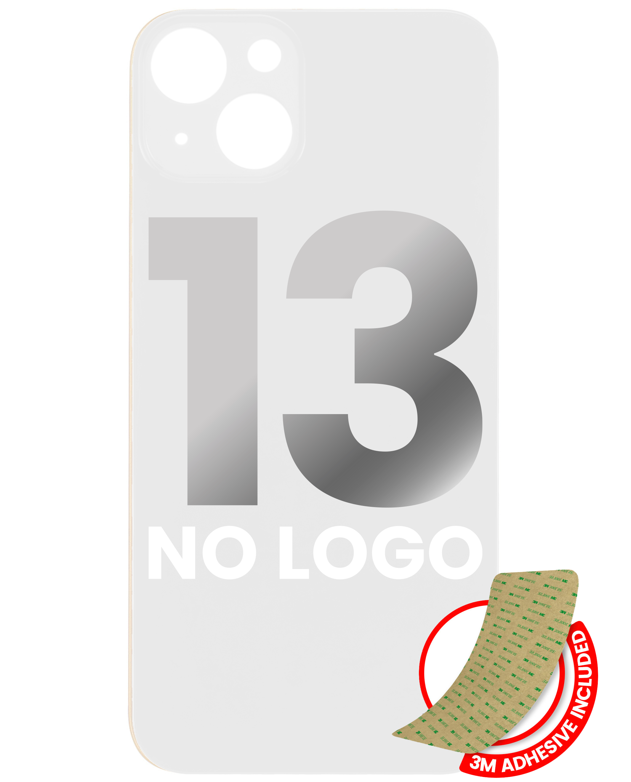 Backcover mit 3M-Kleber für iPhone 13, ohne Logo, großes Kameraloch, Starlight