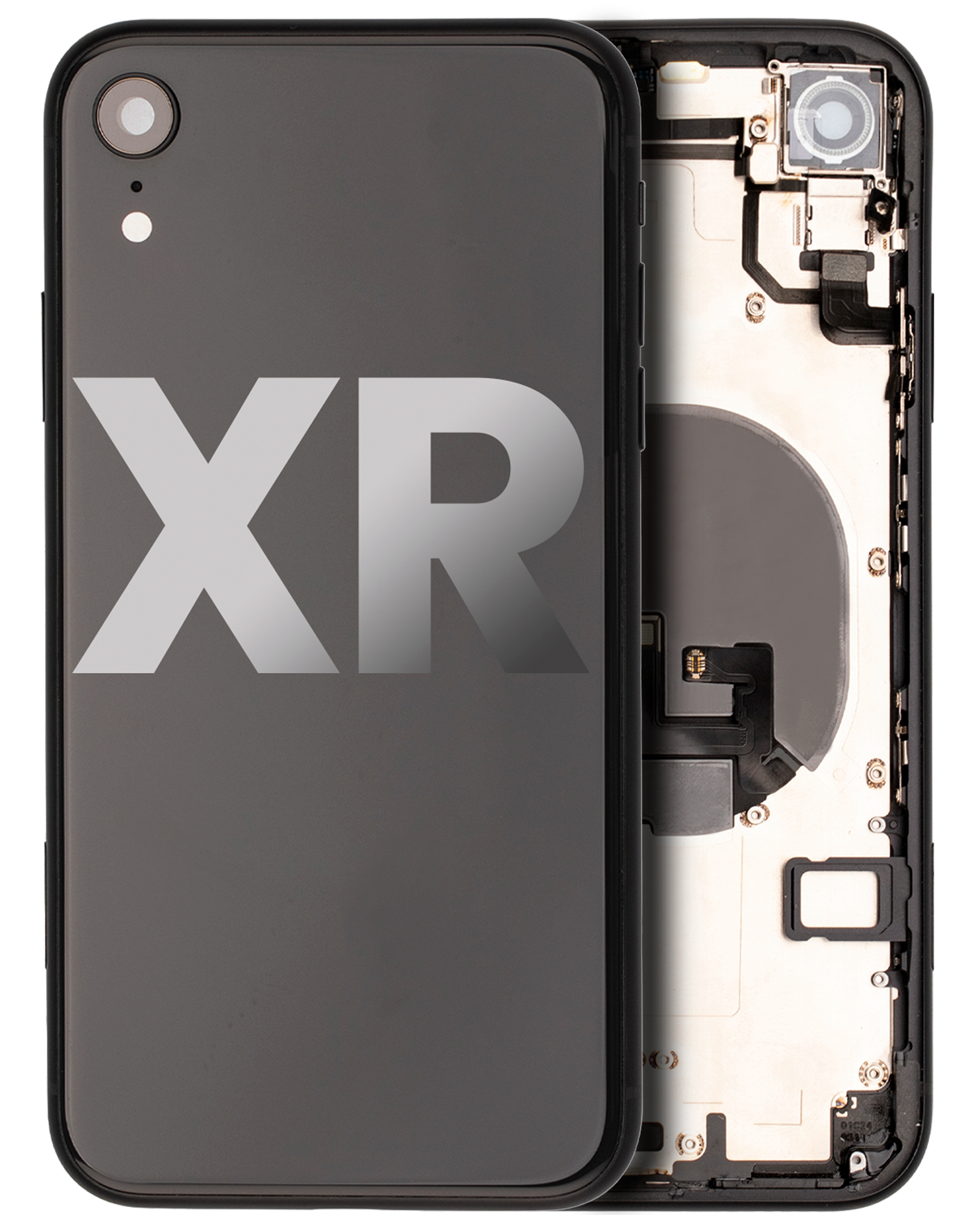 Backcover/Rahmen mit Small Components Pre-Installed für iPhone XR (gebrauchter OEM-Ausbau, Qualität A) (Schwarz)
