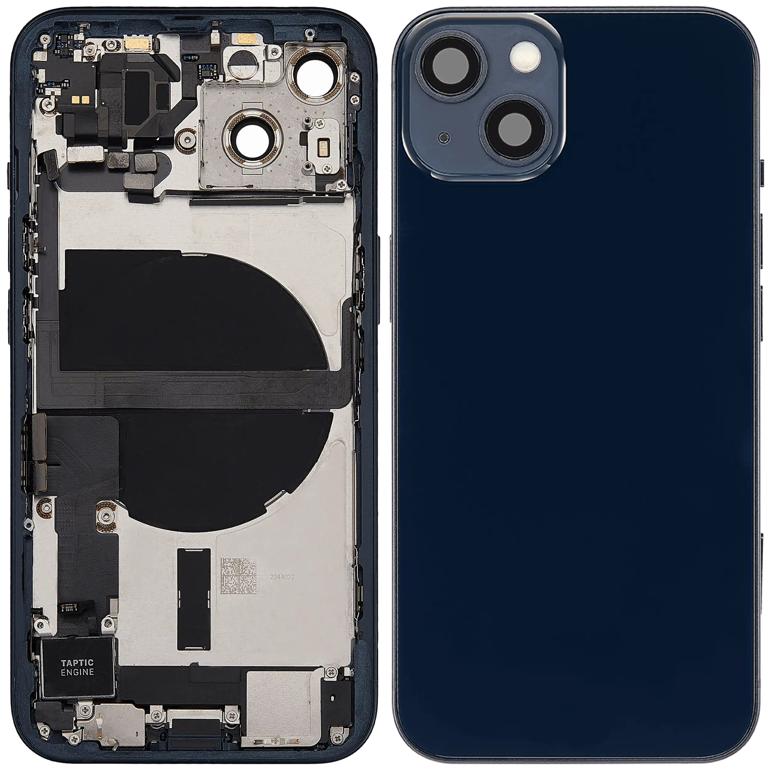 Backcover/Rahmen mit Ladebuchse Flex & Small Parts für iPhone 13 (EU / Global Version) (gebrauchter OEM-Ausbau, Qualität B) (Midnight)