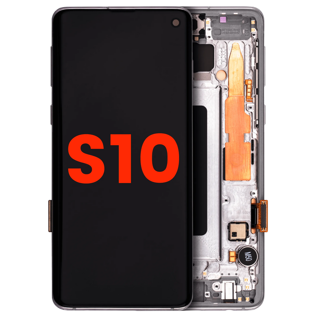 OLED-Display mit Rahmen für Samsung Galaxy S10 (Aftermarket Plus) (Prism White)