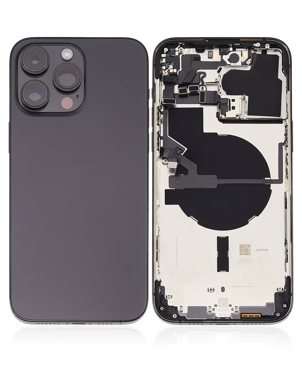 Backcover/Rahmen mit Small Parts für iPhone 14 Pro Max (US-Version) (gebrauchter OEM-Ausbau, Qualität A) (Space Schwarz)