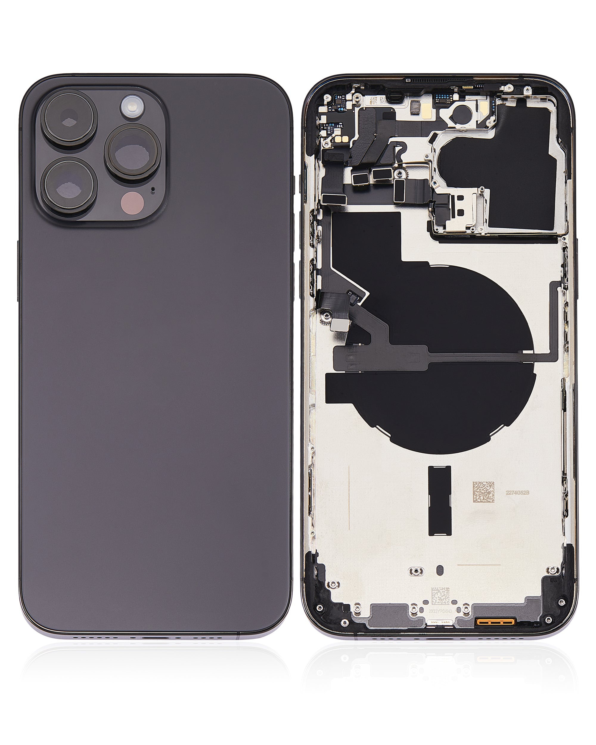 Backcover/Rahmen mit Small Parts für iPhone 14 Pro Max (US-Version) (gebrauchter OEM-Ausbau, Qualität A) (Space Schwarz)