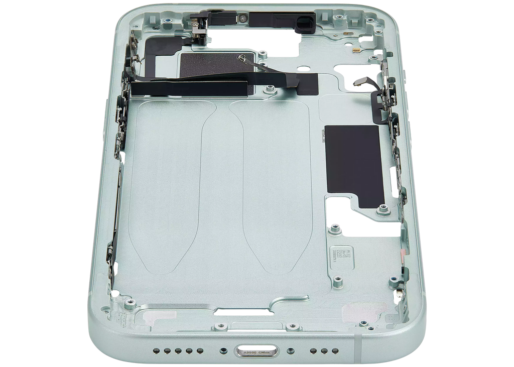 Midframe/Rahmen mit Small Parts für iPhone 15 (EU / Global Version) (gebrauchter OEM-Ausbau, Qualität A) (Grün)