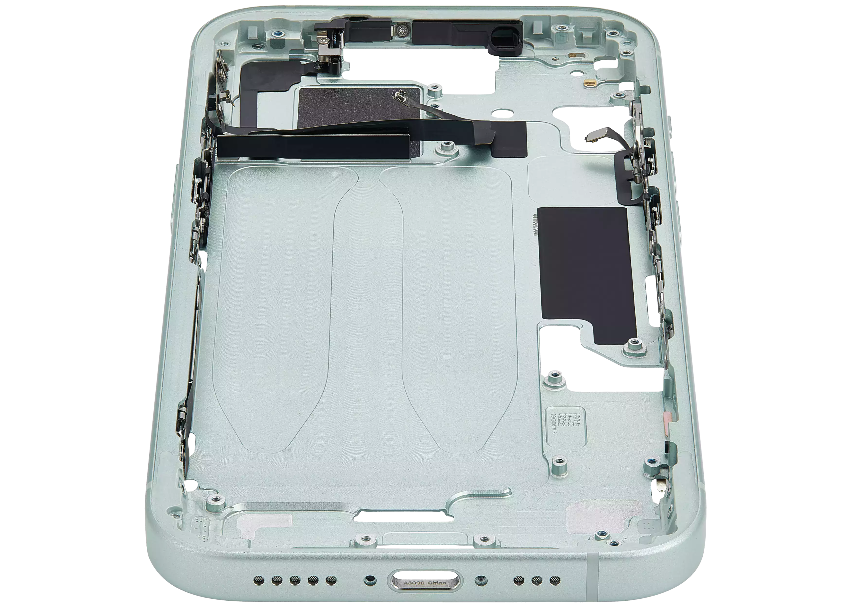 Midframe/Rahmen mit Small Parts für iPhone 15 (EU / Global Version) (gebrauchter OEM-Ausbau, Qualität A) (Grün)