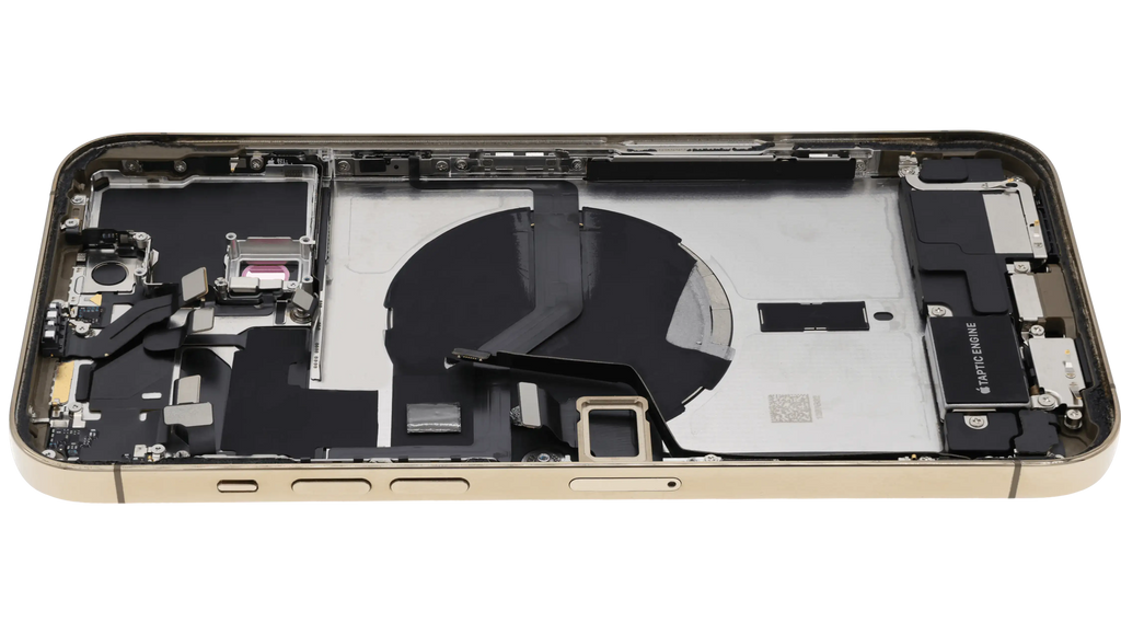 Backcover/Rahmen mit Ladebuchse Flex & Small Parts für iPhone 12 Pro Max (US-Version) (gebrauchter OEM-Ausbau, Qualität A) (Gold)