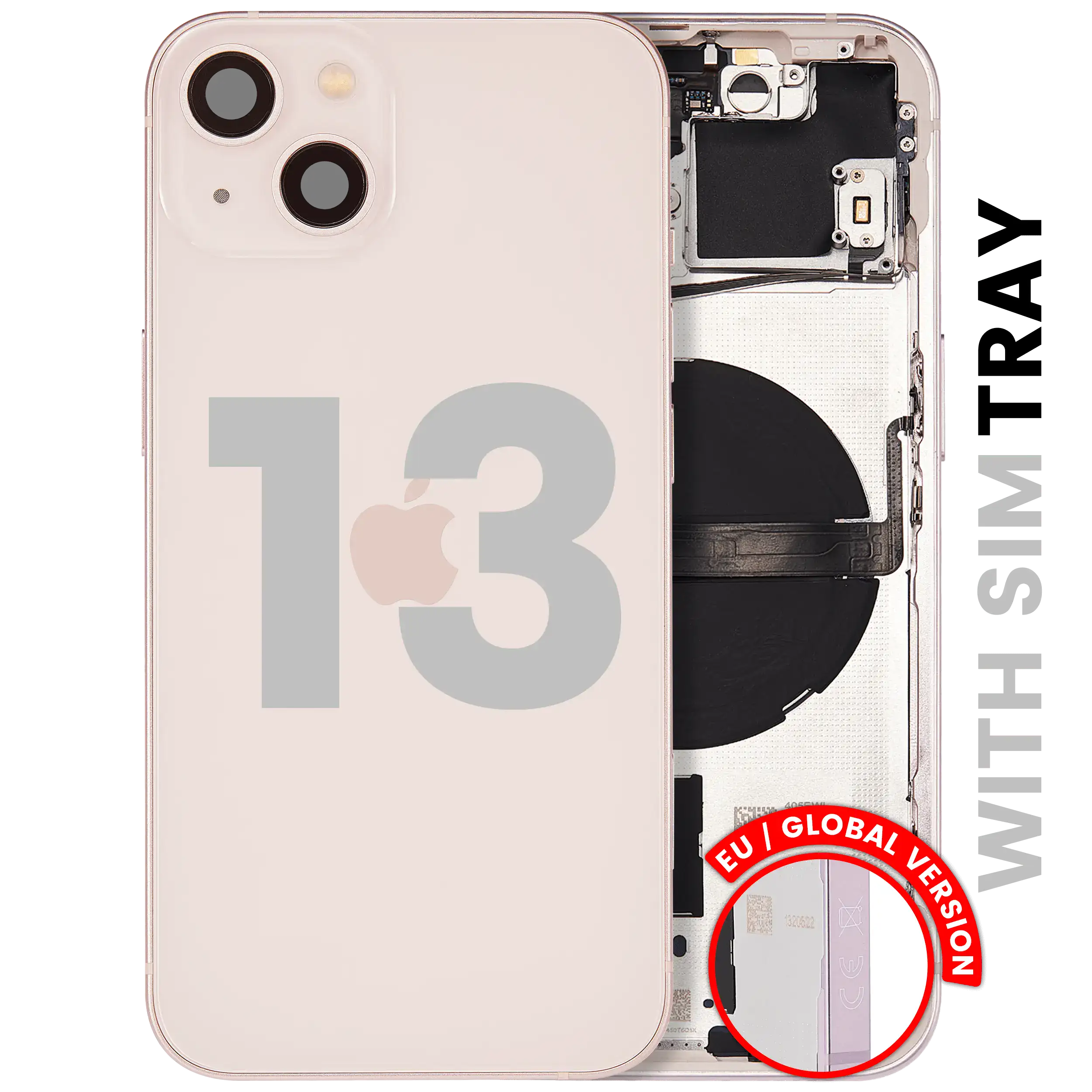 Backcover/Rahmen mit Small Parts für iPhone 13 (EU / Global Version) (gebrauchter OEM-Ausbau, Qualität B) (Pink)