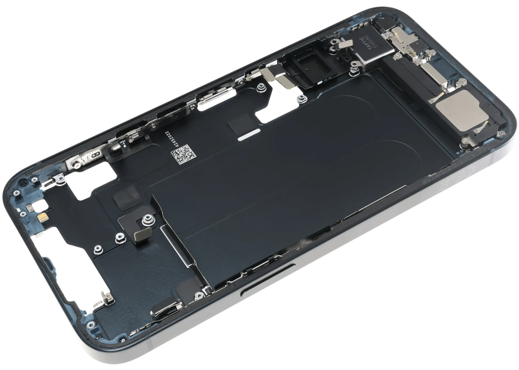 Midframe/Rahmen mit Ladebuchse Flex & Small Parts für iPhone 14 (EU / Global Version) (gebrauchter OEM-Ausbau, Qualität C) (Midnight)