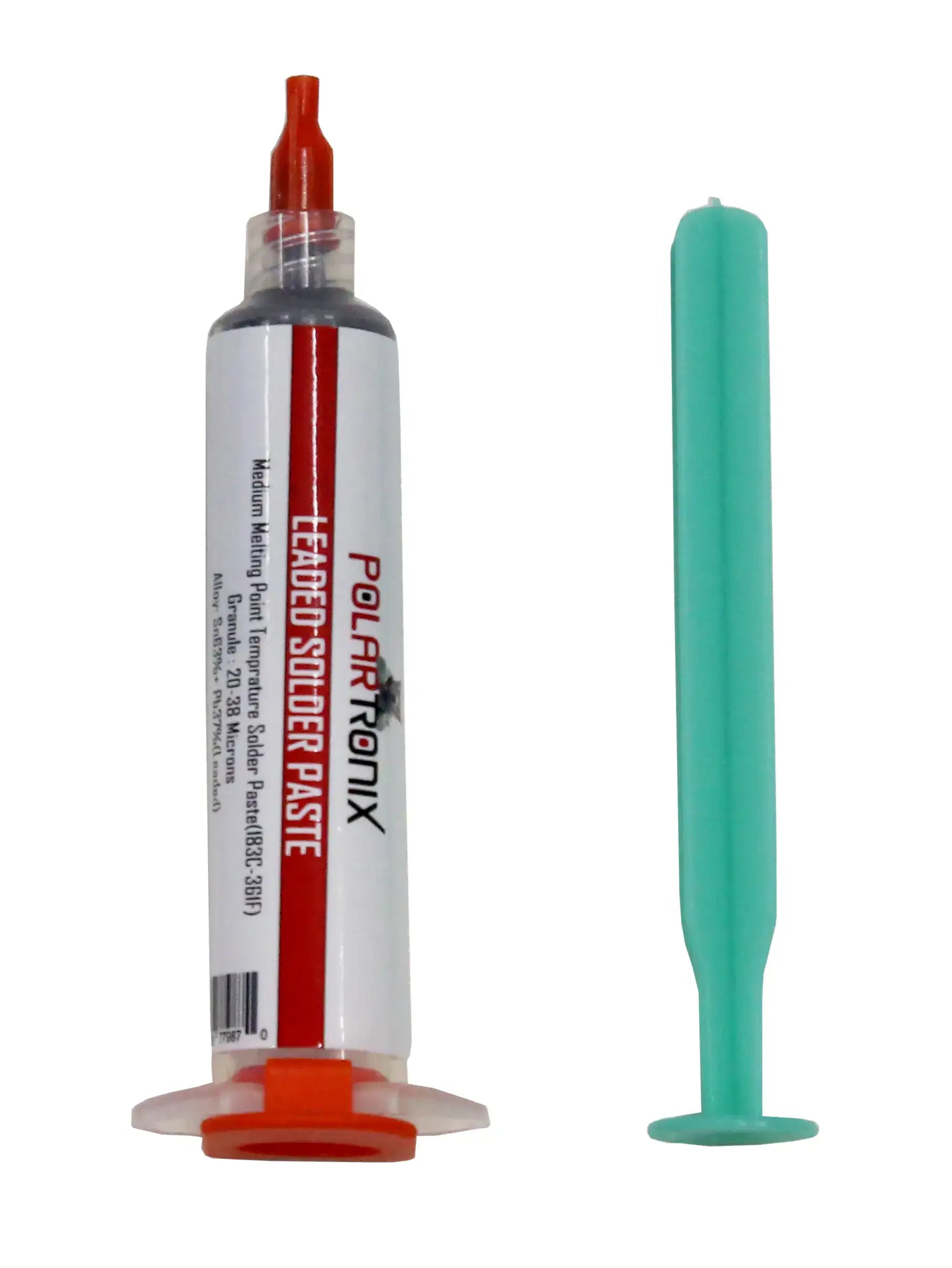 Medium Temp Solder Paste Sn63/Pb37 (183°C) 35g Syringe mit Plunger & Blunt Needle Tip Smooth Flow / Low Residue Flux für PCB SMD BGA Rework & Electronics Repair (PolarTronix)