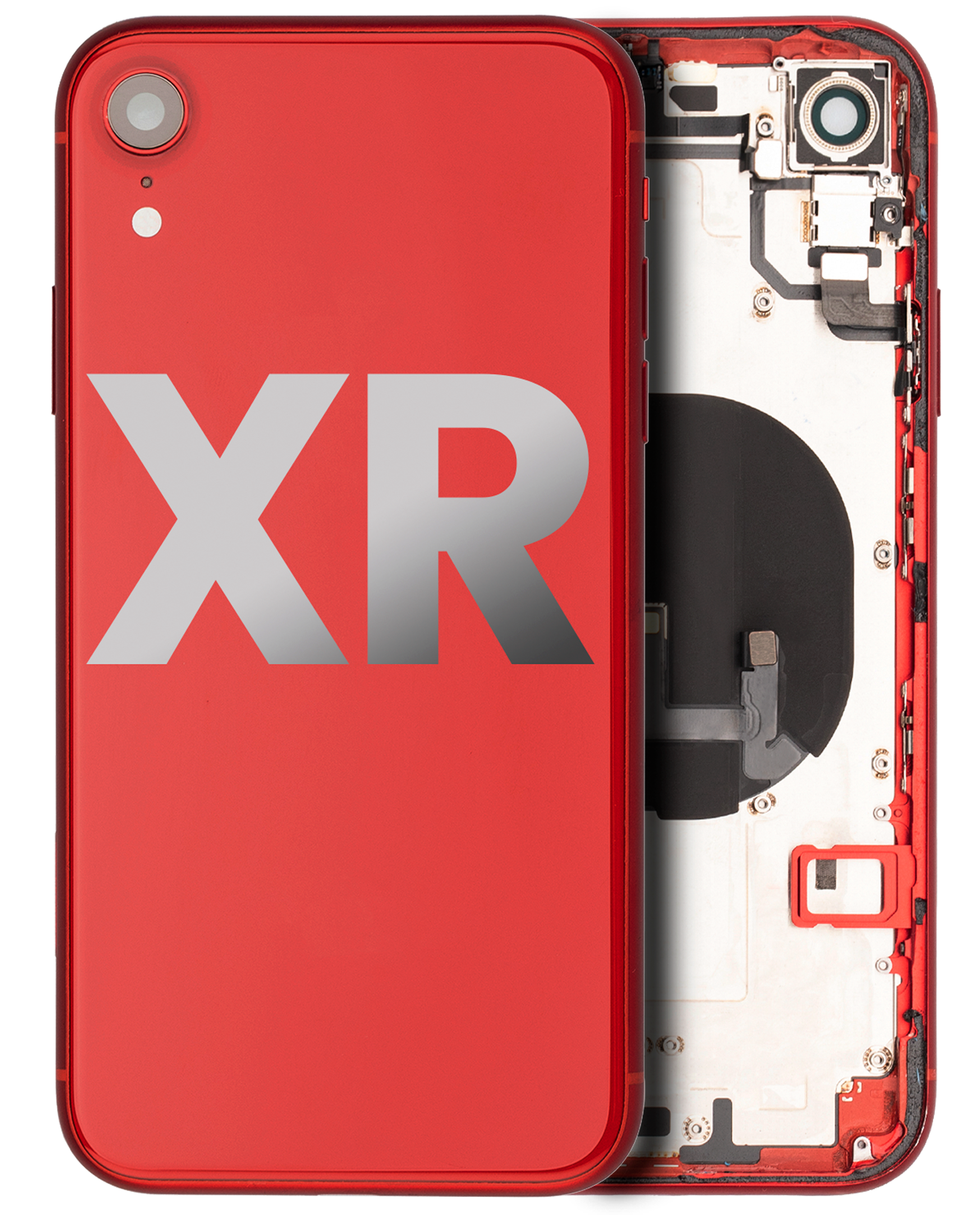 Backcover/Rahmen mit Small Components Pre-Installed für iPhone XR (gebrauchter OEM-Ausbau, Qualität B) (Rot)