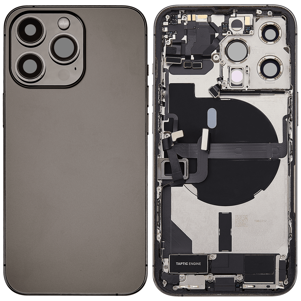 Backcover/Rahmen mit Ladebuchse Flex & Small Parts für iPhone 13 Pro (EU / Global Version) (gebrauchter OEM-Ausbau, Qualität C) (Graphite)