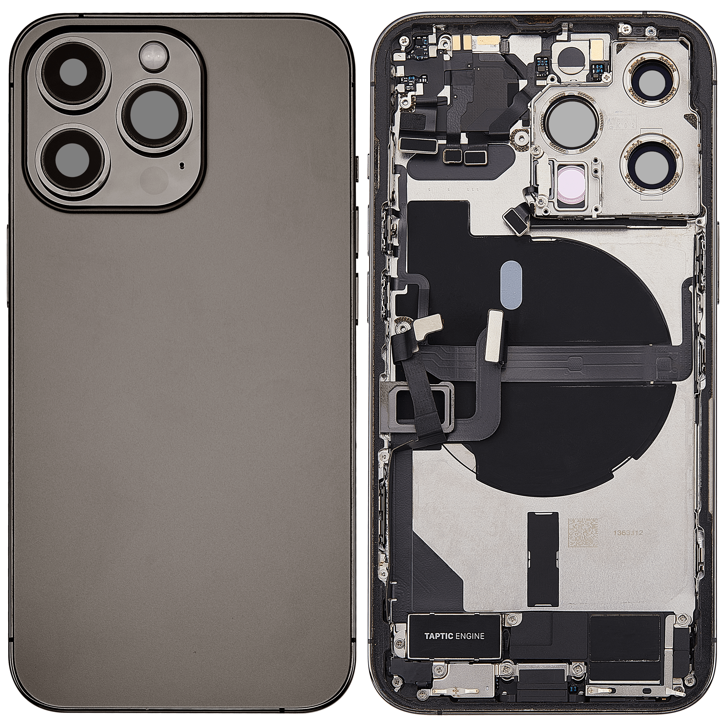 Backcover/Rahmen mit Ladebuchse Flex & Small Parts für iPhone 13 Pro (EU / Global Version) (gebrauchter OEM-Ausbau, Qualität C) (Graphite)