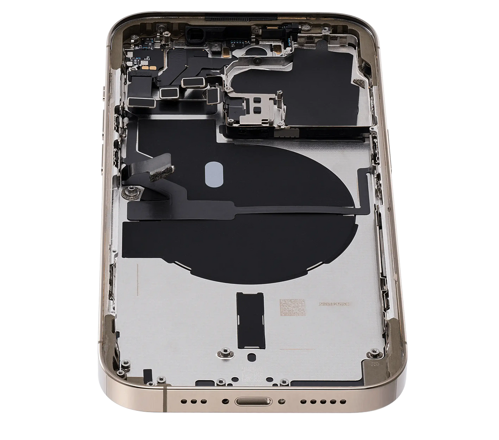 Backcover/Rahmen mit Small Parts für iPhone 14 Pro (EU / Global Version) (gebrauchter OEM-Ausbau, Qualität C) (Gold)