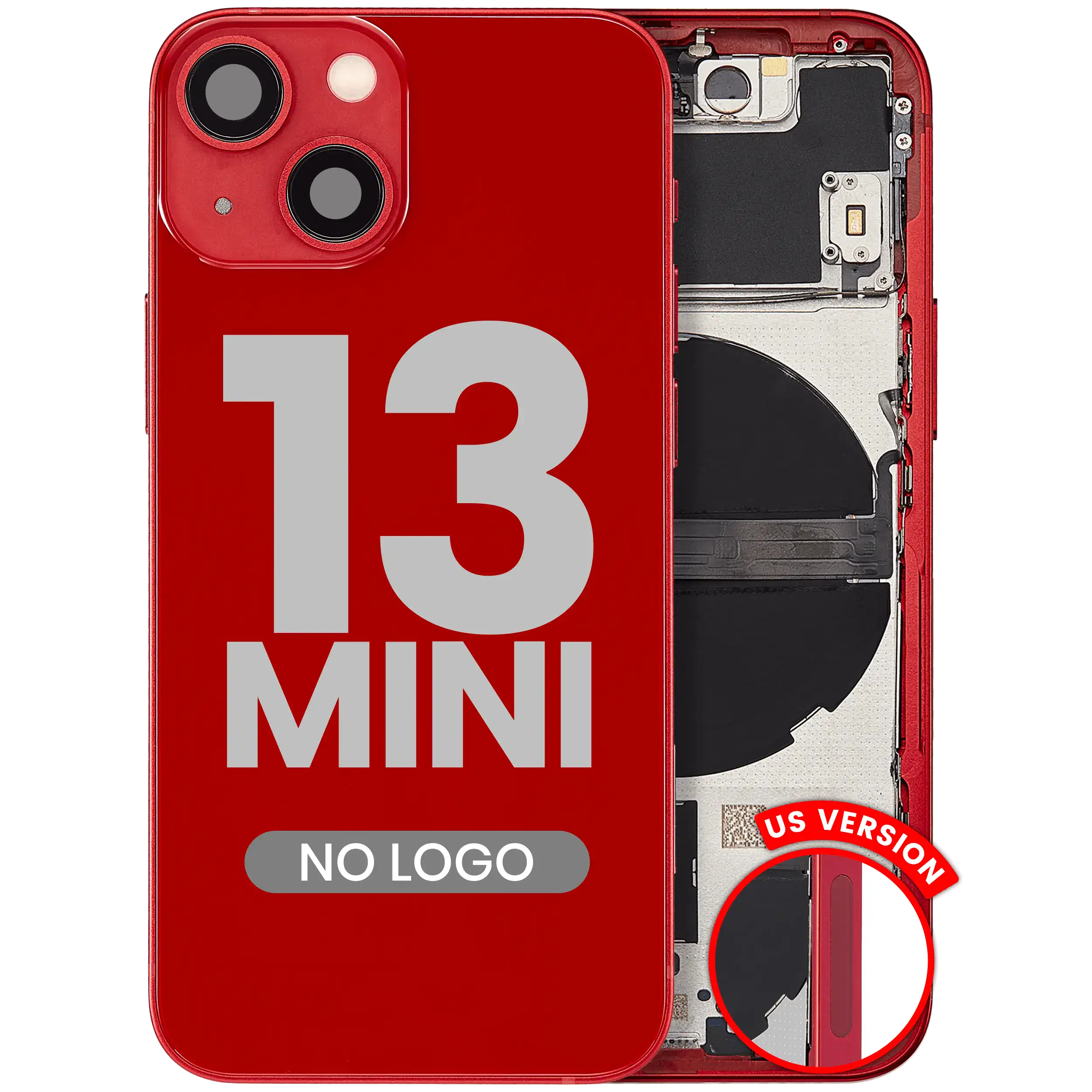 Backcover/Rahmen mit Kleinteilen für iPhone 13 Mini US Rot Aftermarket Plus