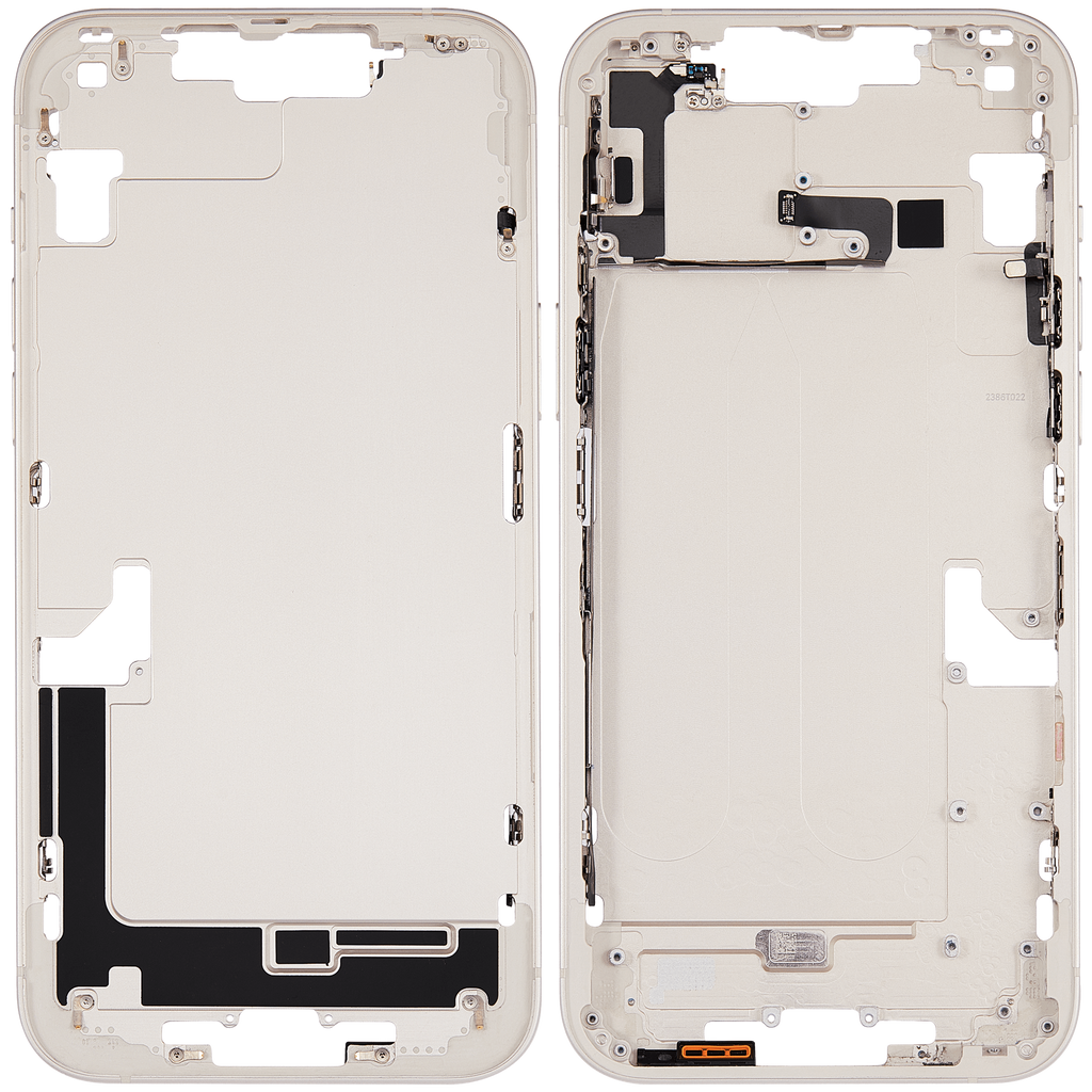 Midframe/Rahmen mit Small Parts für iPhone 14 Plus (EU / Global Version) (gebrauchter OEM-Ausbau, Qualität A) (Starlight)