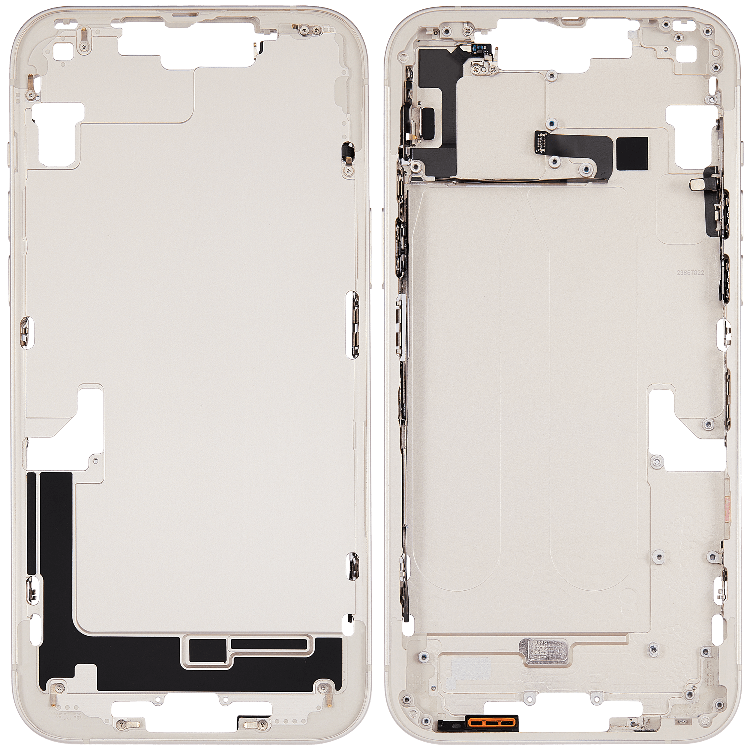 Midframe/Rahmen mit Small Parts für iPhone 14 Plus (EU / Global Version) (gebrauchter OEM-Ausbau, Qualität A) (Starlight)