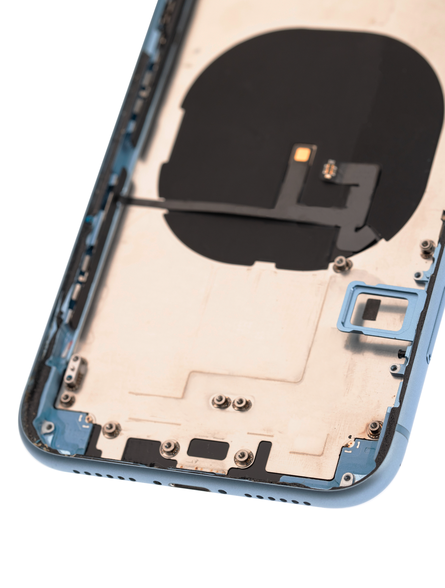 Backcover/Rahmen mit Small Components Pre-Installed für iPhone XR (gebrauchter OEM-Ausbau, Qualität A) (Blau)