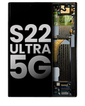 OLED-Display mit Rahmen für Samsung Galaxy S22 Ultra 5G (gebrauchter OEM-Ausbau, Qualität A) (Phantom Black)