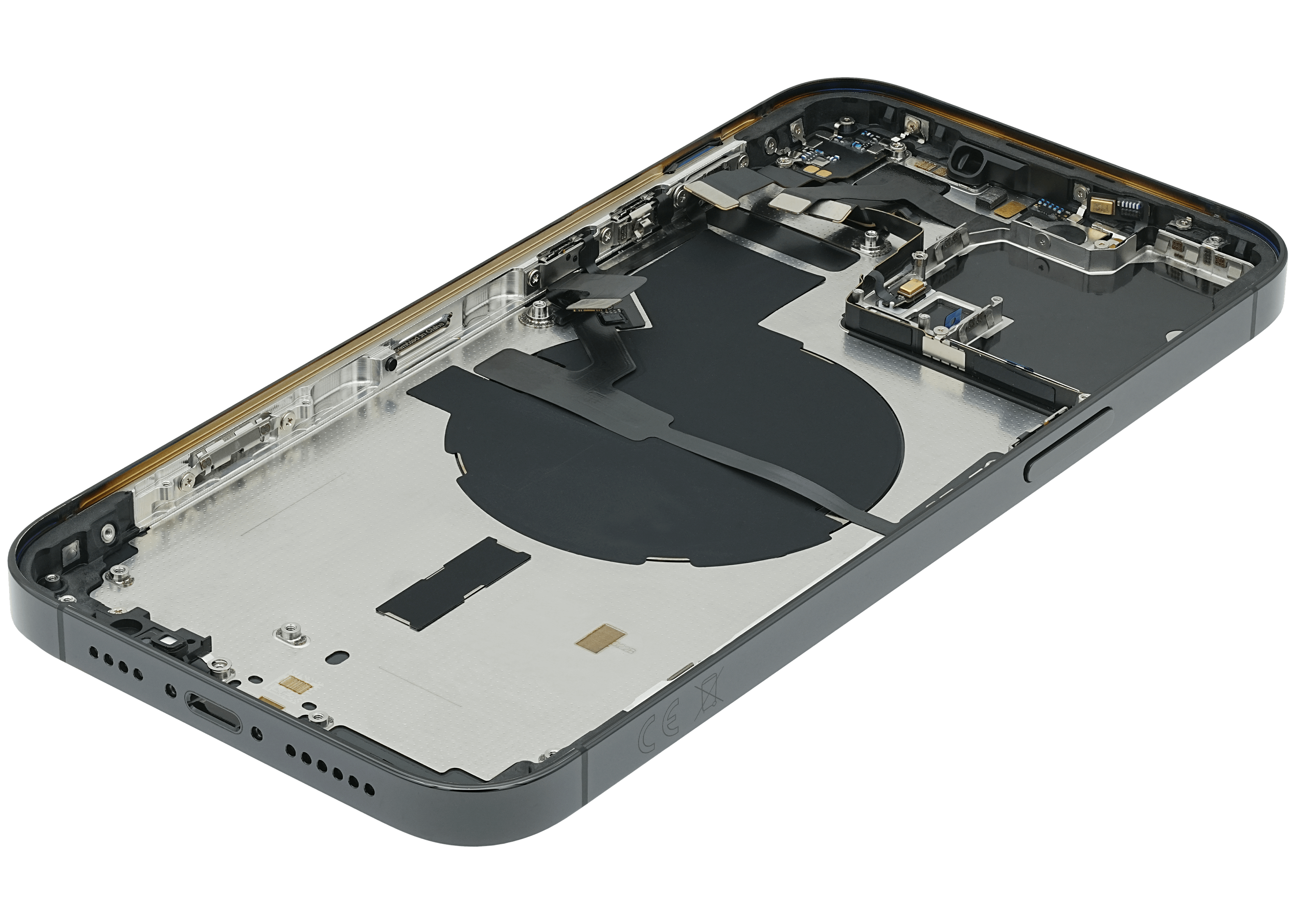 Backcover/Rahmen mit Small Parts für iPhone 14 Pro Max (EU / Global Version) (gebrauchter OEM-Ausbau, Qualität A) (Space Schwarz)
