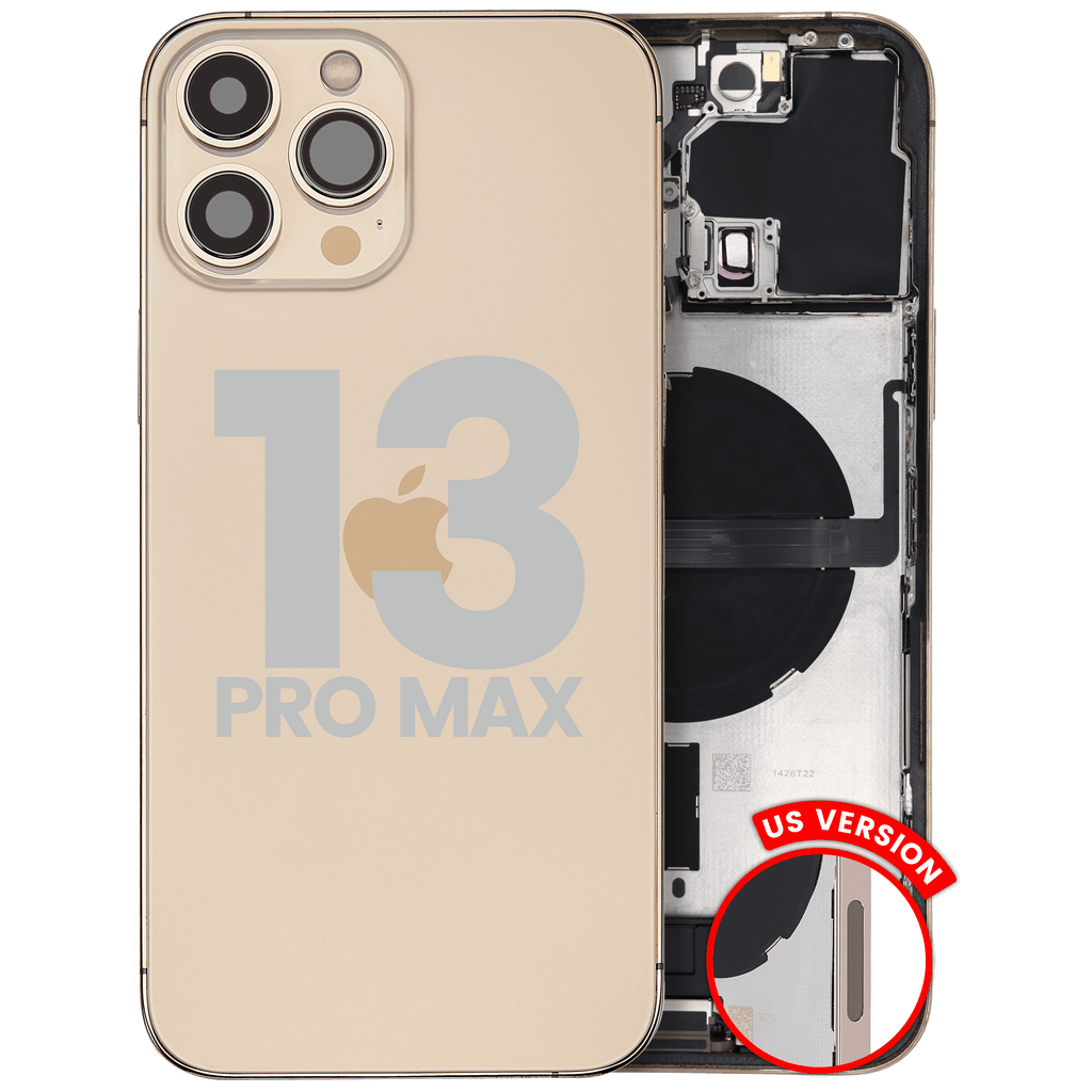 Backcover/Rahmen mit Ladebuchse Flex & Small Parts für iPhone 13 Pro Max (US-Version) (gebrauchter OEM-Ausbau, Qualität A) (Gold)