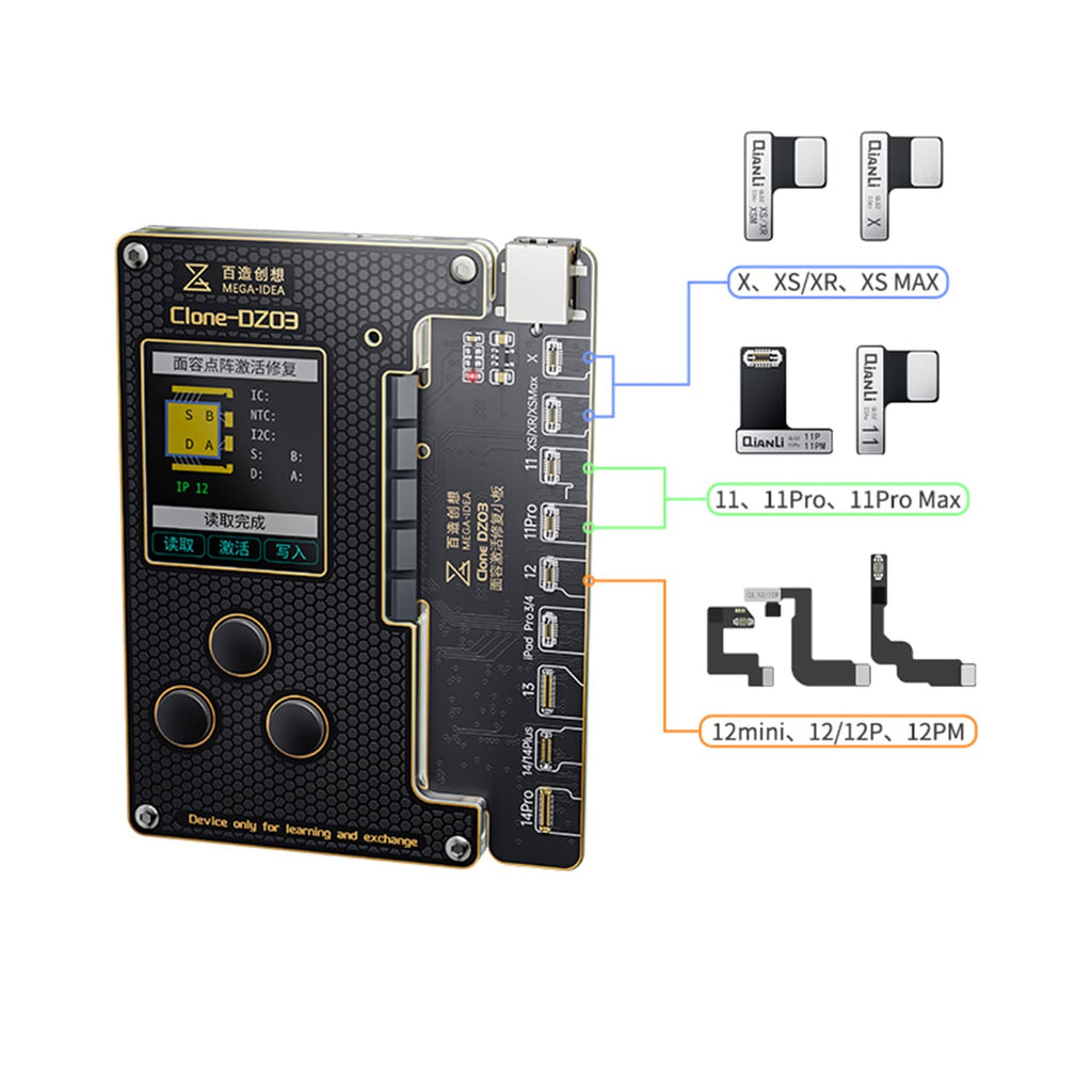 Clone-DZ03 Face ID Tag-On Flexkabel Testwerkzeug für iPhone X-14 Pro Max (Qianli