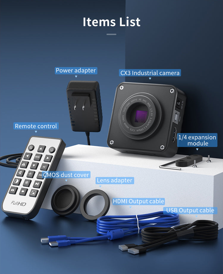 CX3 CMOS Industrial Microscope Camera for C and CS Mounts (110V-220V US Plug) Qianli