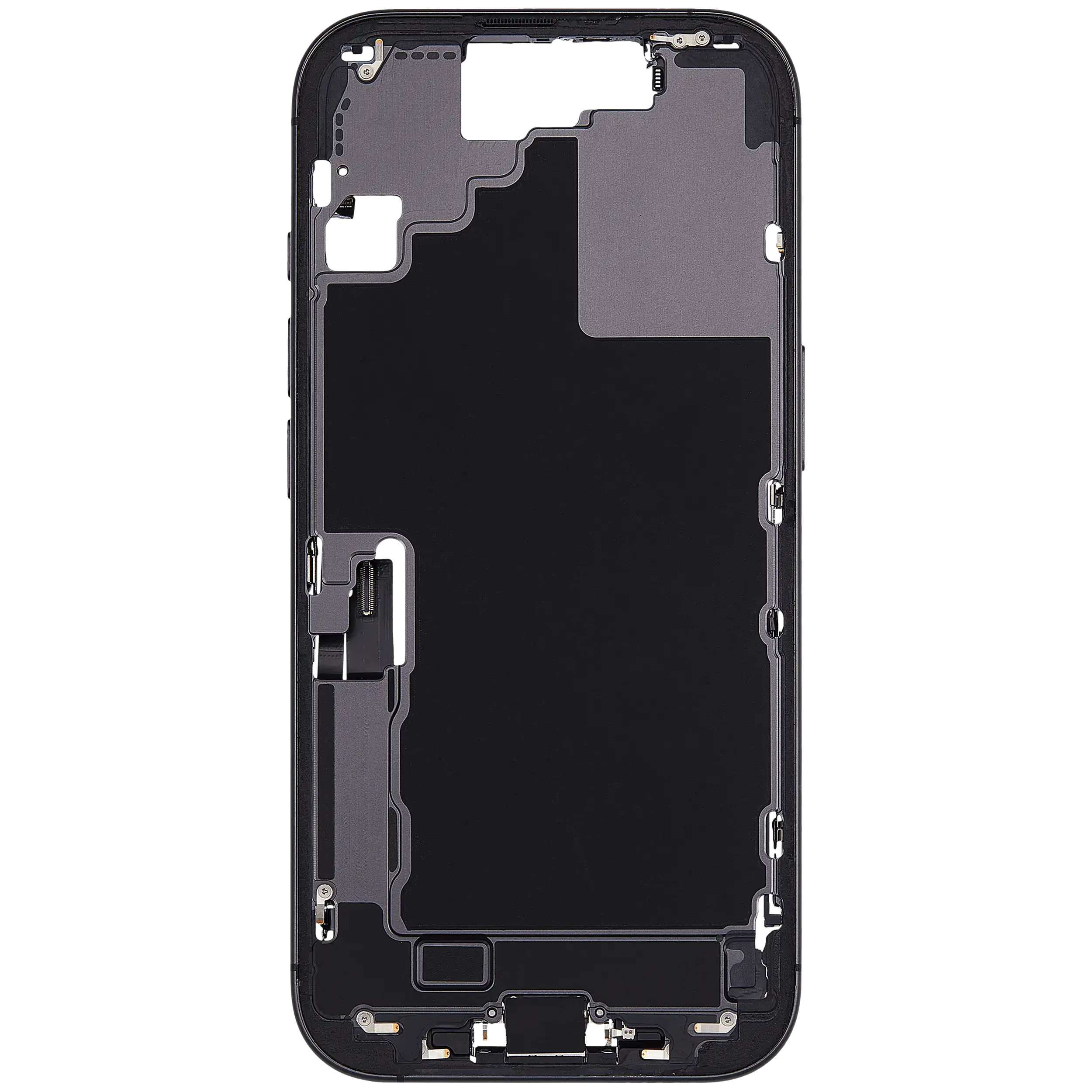 Midframe/Rahmen mit Ladebuchse Flex & Small Parts für iPhone 17 (EU / Global Version) (gebrauchter OEM-Ausbau, Qualität A) (Schwarz)