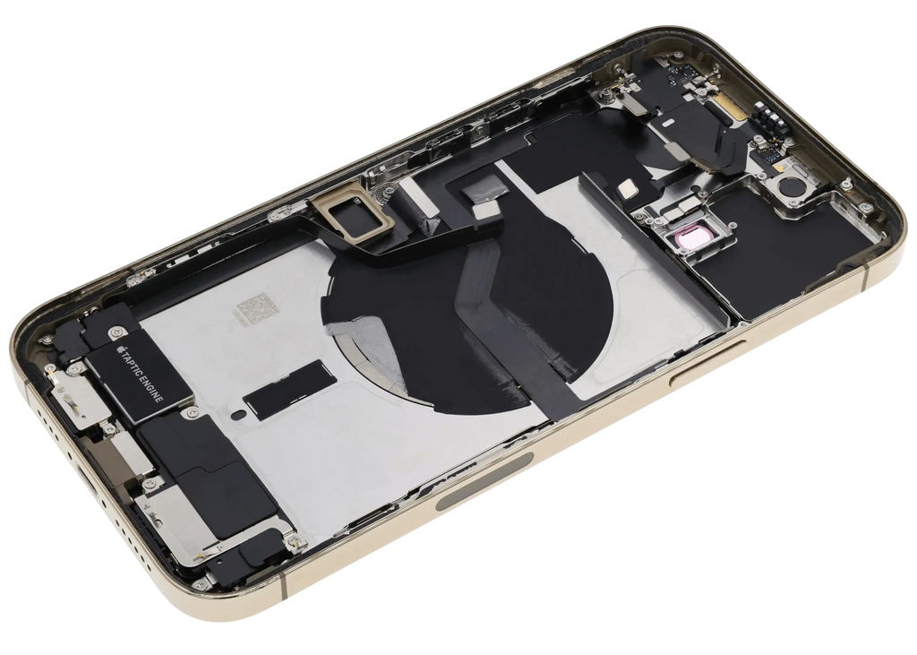 Backcover/Rahmen mit Ladebuchse Flex & Small Parts für iPhone 12 Pro Max (US-Version) (gebrauchter OEM-Ausbau, Qualität A) (Gold)