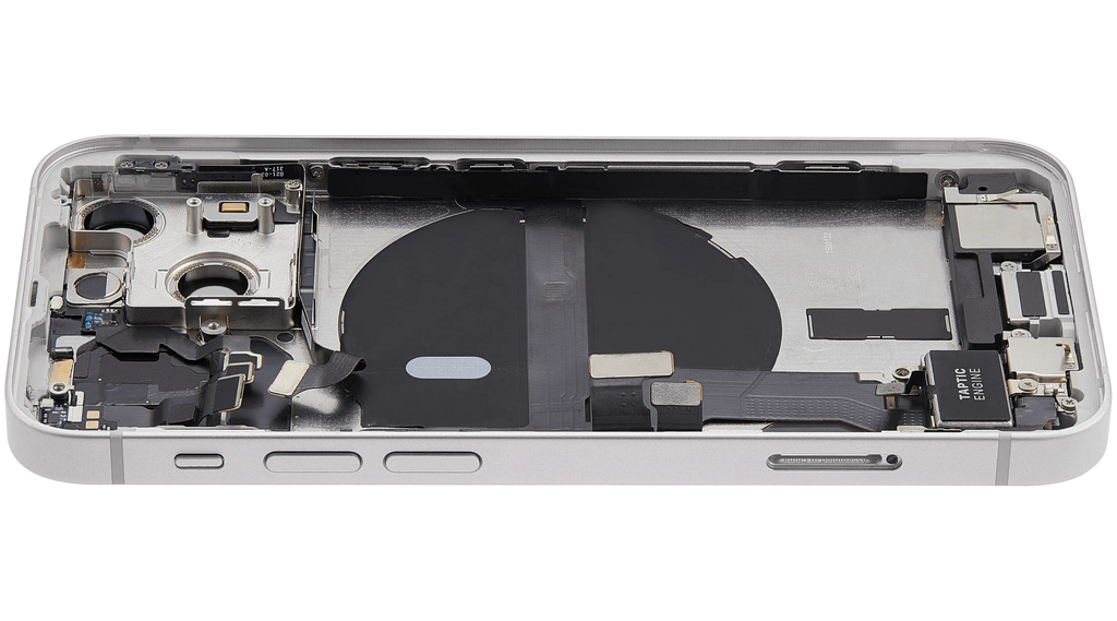 Backcover/Rahmen mit Ladebuchse Flex & Small Parts für iPhone 13 Mini (EU / Global Version) (gebrauchter OEM-Ausbau, Qualität B) (Starlight)