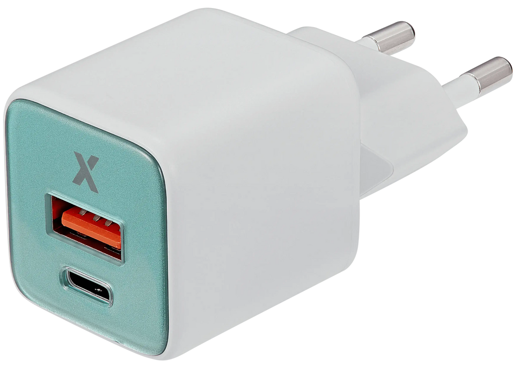 AmpSentrix Pro 30W 2-in-1 USB-C / USB-A GaN Wall Adapter (220V / EU Plug) (Teal)