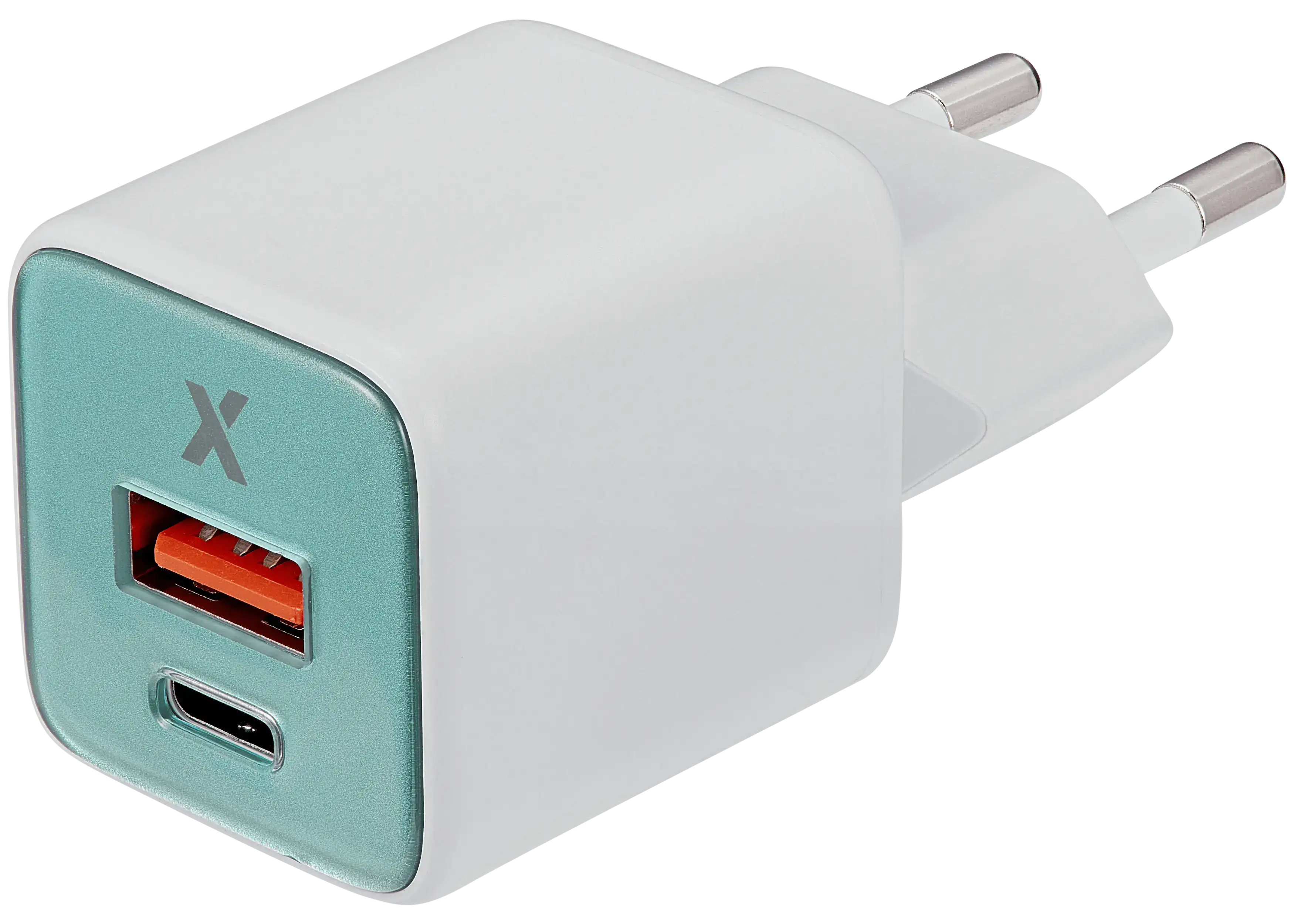 AmpSentrix Pro 30W 2-in-1 USB-C / USB-A GaN Wall Adapter (220V / EU Plug) (Teal)