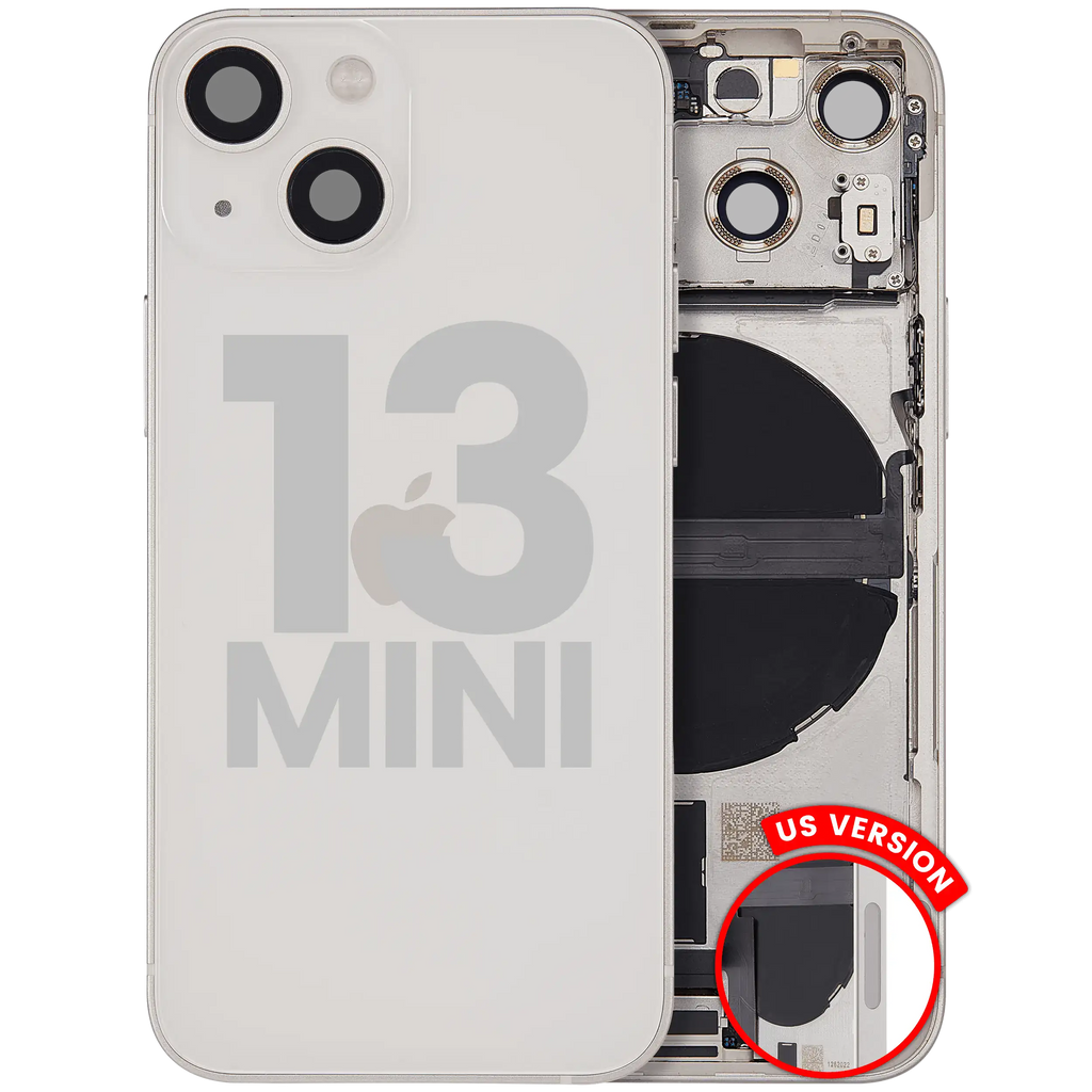 Backcover/Rahmen mit Ladebuchse Flex & Small Parts für iPhone 13 Mini (US-Version) (gebrauchter OEM-Ausbau, Qualität C) (Starlight)