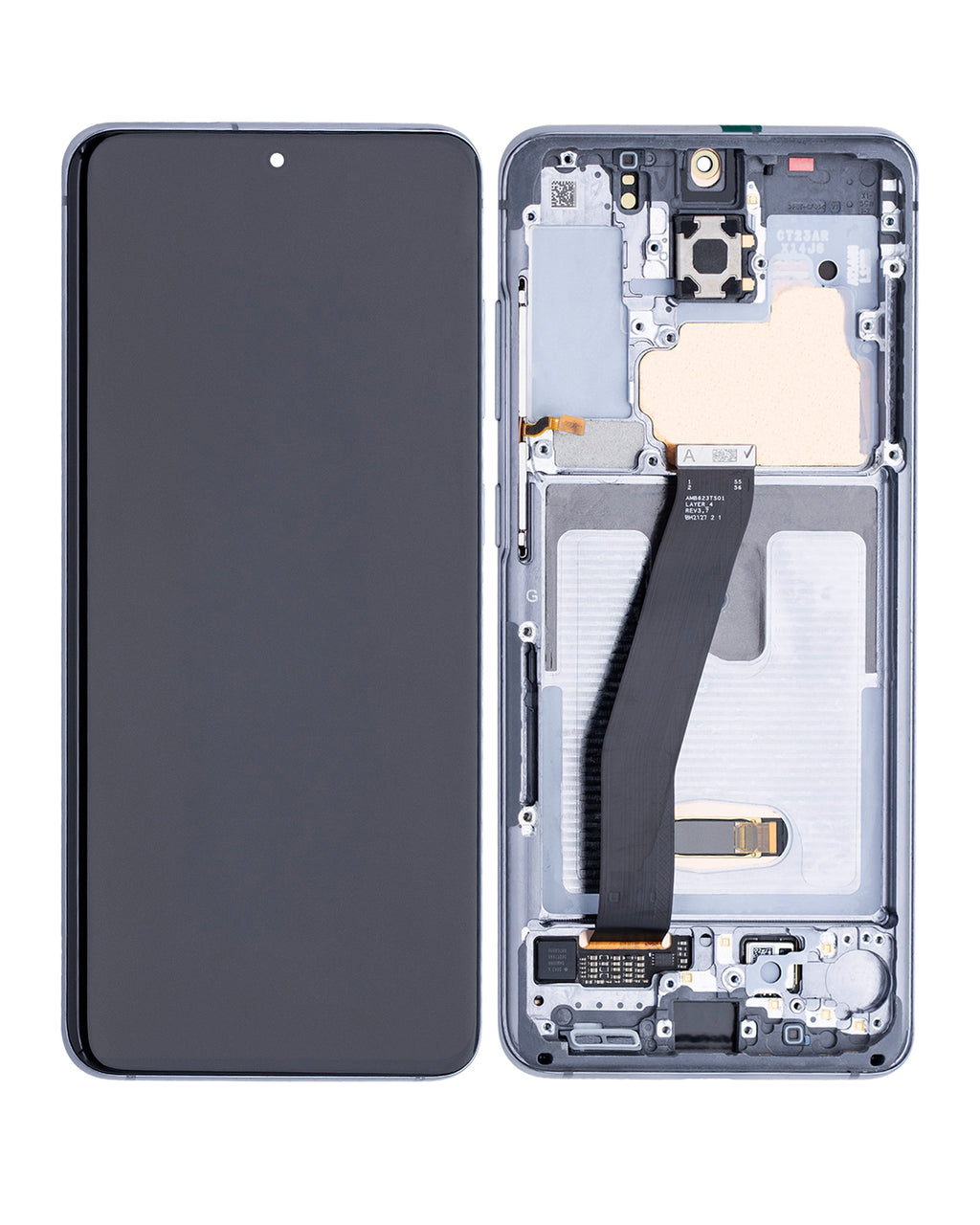 OLED-Display mit Rahmen für Samsung Galaxy S20 5G (Verizon 5G UW Frame Only) (gebrauchter OEM-Ausbau, Qualität A) (Cosmic Gray)
