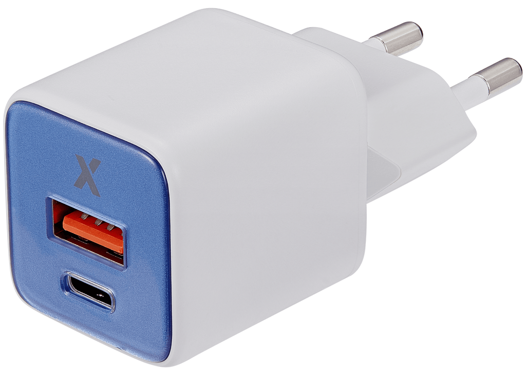 AmpSentrix Pro 30W 2-in-1 USB-C / USB-A GaN Wall Adapter (220V / EU Plug) (Ultramarine)