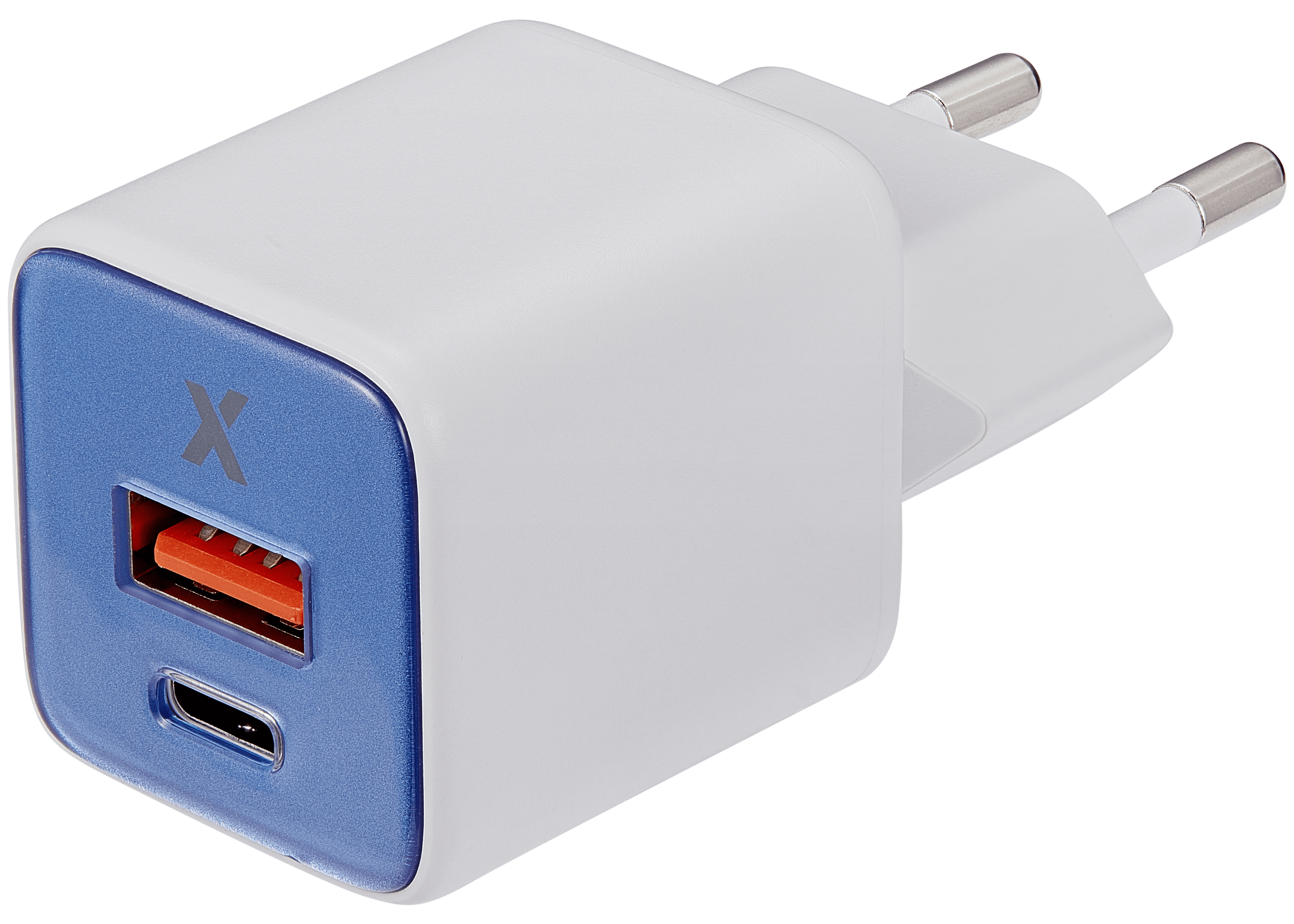 AmpSentrix Pro 30W 2-in-1 USB-C / USB-A GaN Wall Adapter (220V / EU Plug) (Ultramarine)