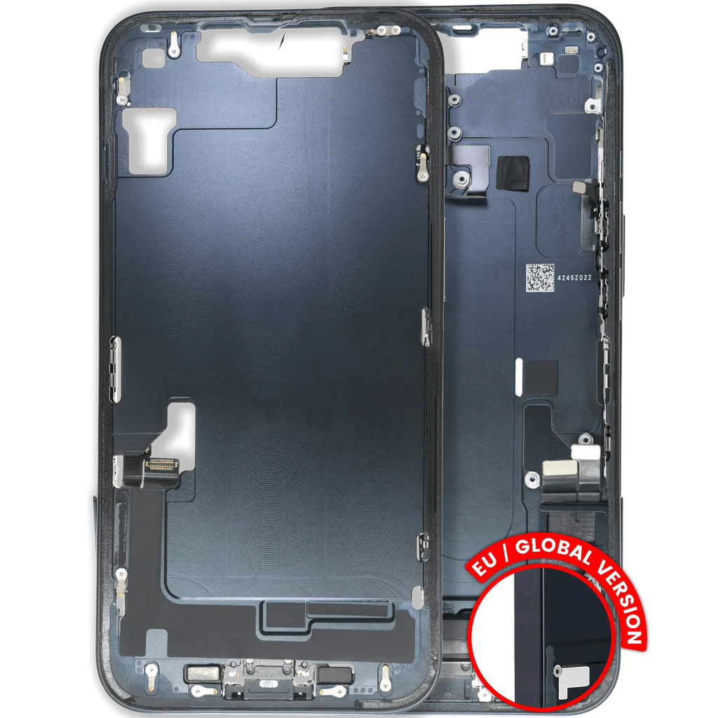 Midframe/Rahmen mit Ladebuchse Flex & Small Parts für iPhone 14 (EU / Global Version) (gebrauchter OEM-Ausbau, Qualität C) (Midnight)